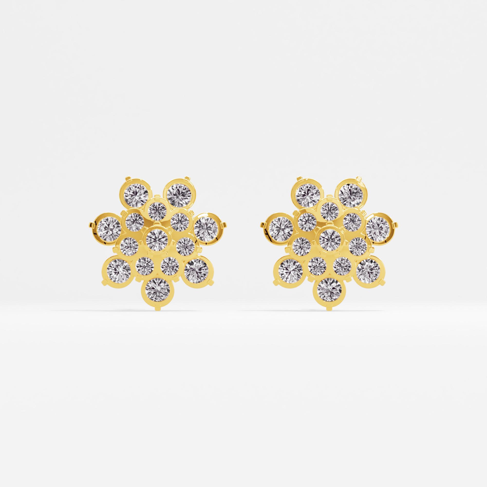 Ancestral Gleam Cluster Stud Earrings in 9KT Yellow Gold (Diamond Quality: FG-VVS VS)