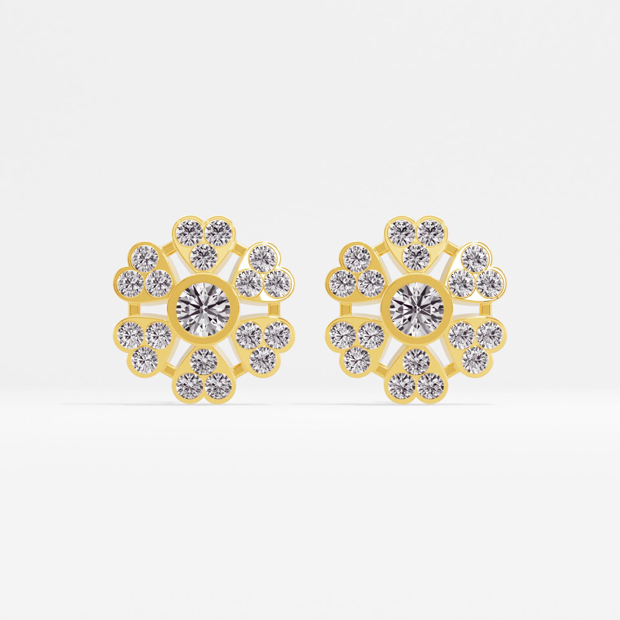 Luminous Heart Solitaire Heart Stud Earrings in 9KT Yellow Gold (Diamond Quality: FG-VVS VS)