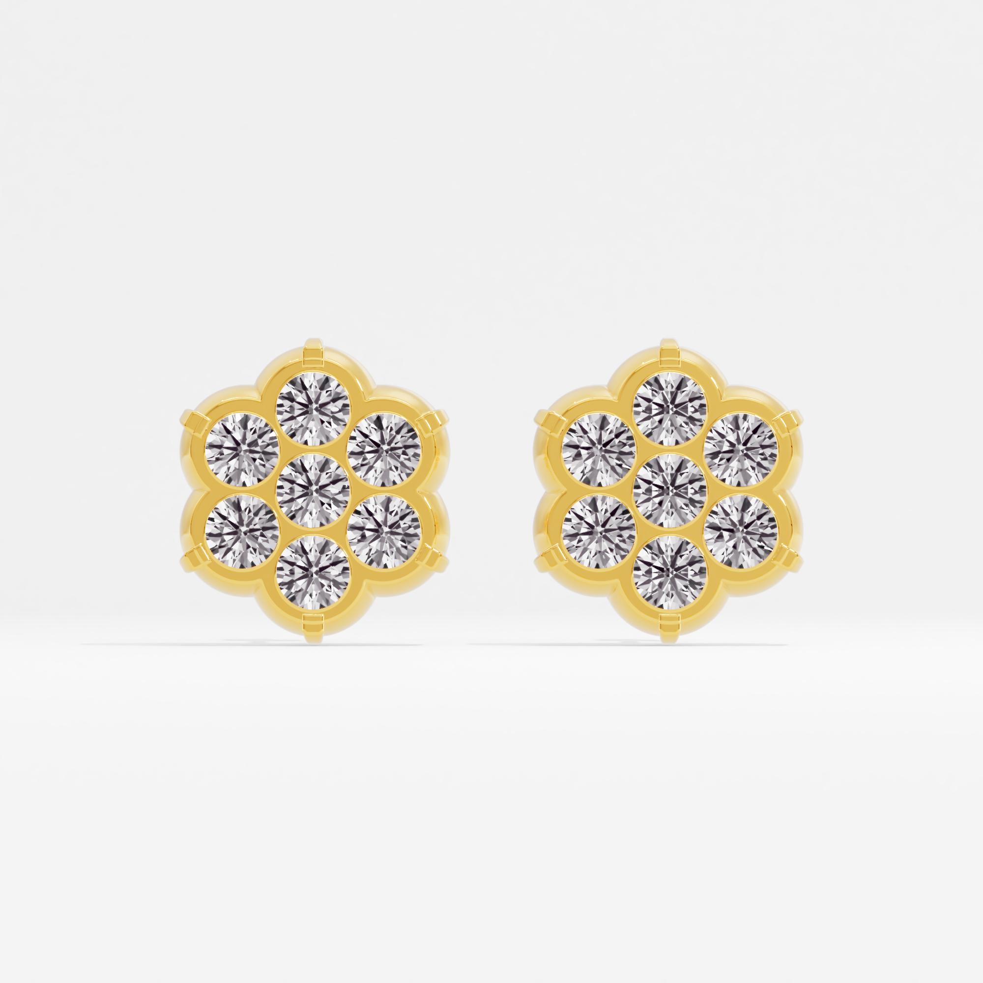 Starlit Beam 7 Stone Cluster Stud Earrings in 9KT Yellow Gold (Diamond Quality: FG-VVS VS)