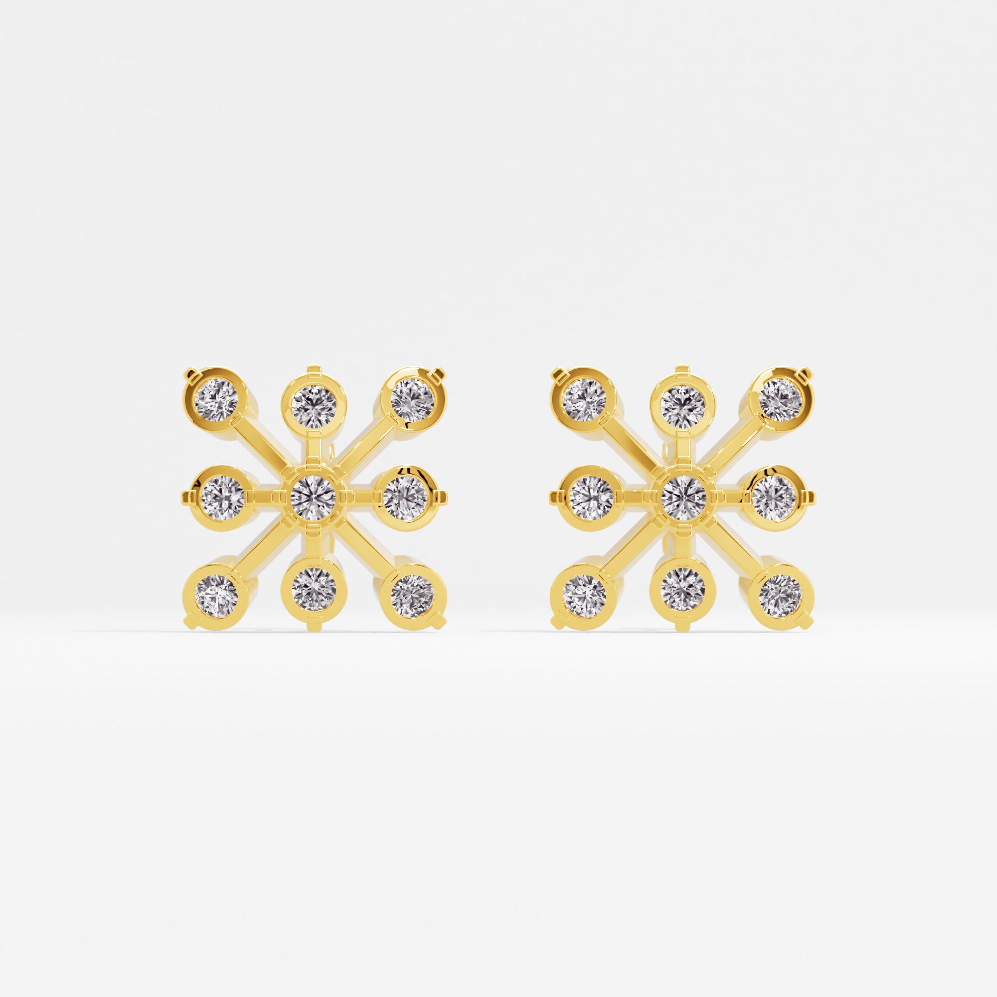 Regal Showstopper Cluster Stud Earrings in 9KT Yellow Gold (Diamond Quality: FG-VVS VS)