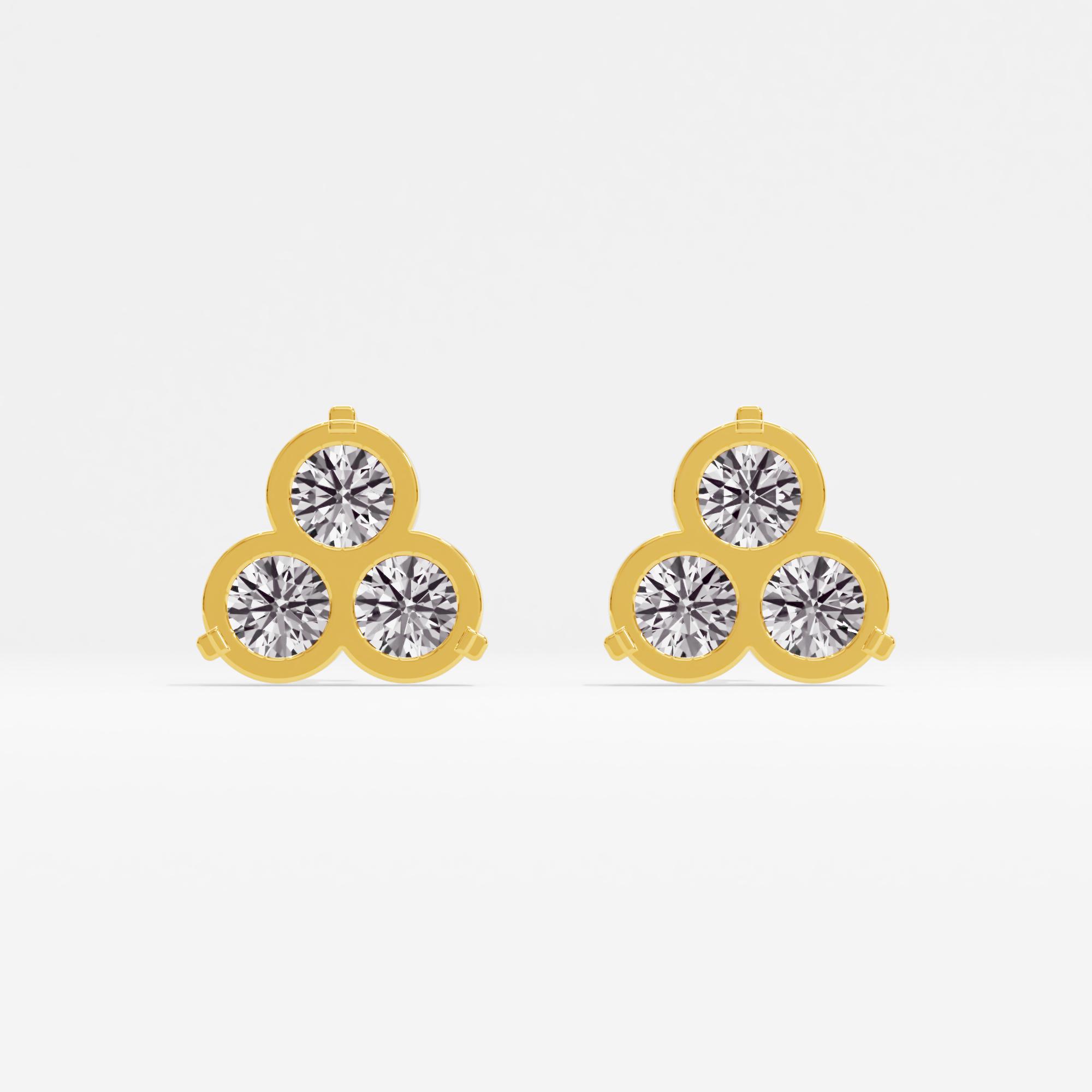 Delicate Dazzle 3 Stone Cluster Stud Earrings in 9KT Yellow Gold (Diamond Quality: FG-VVS VS)