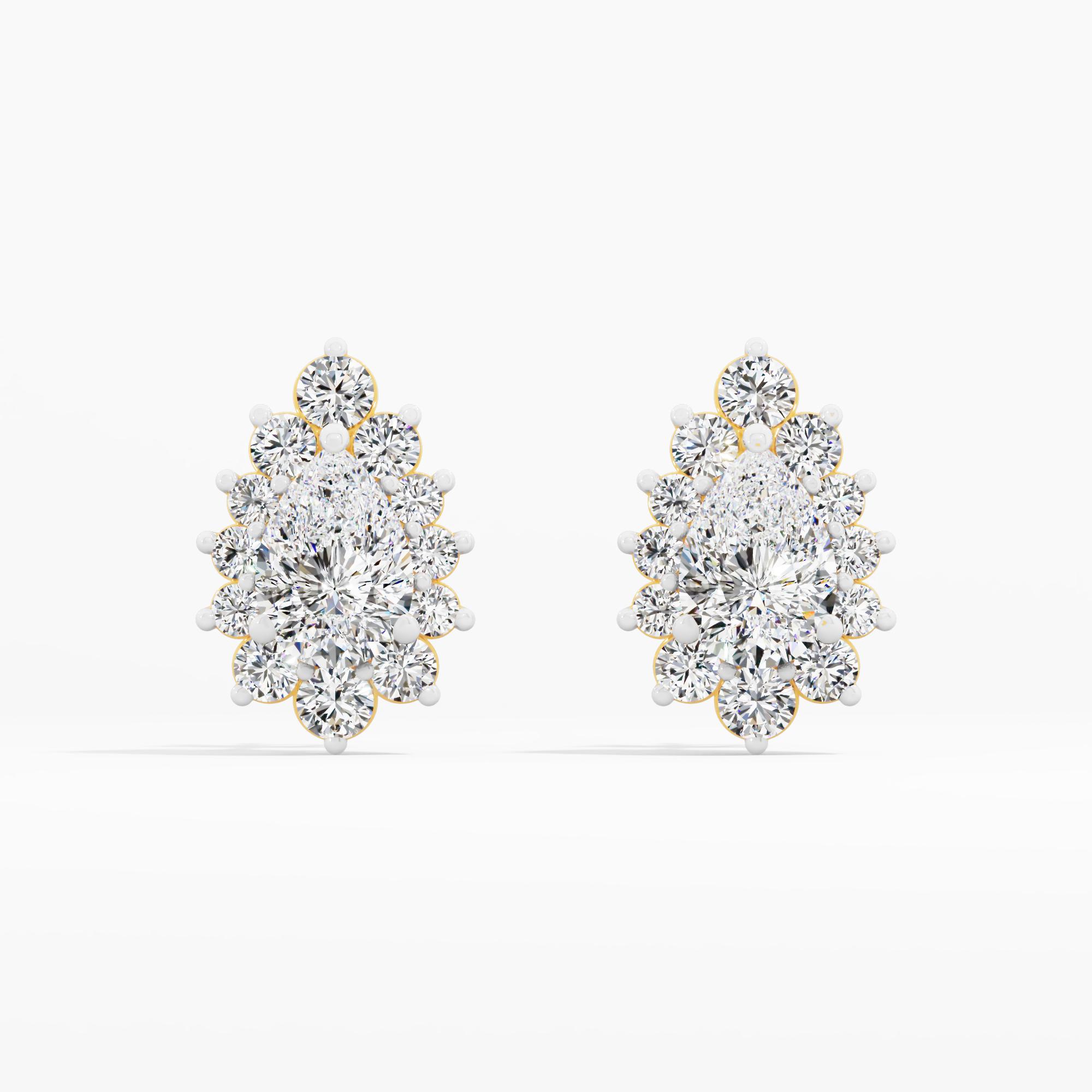 Marysol Star Sunburst Halo Stud Earrings in 9KT Yellow Gold (Diamond Quality: FG-VVS VS)