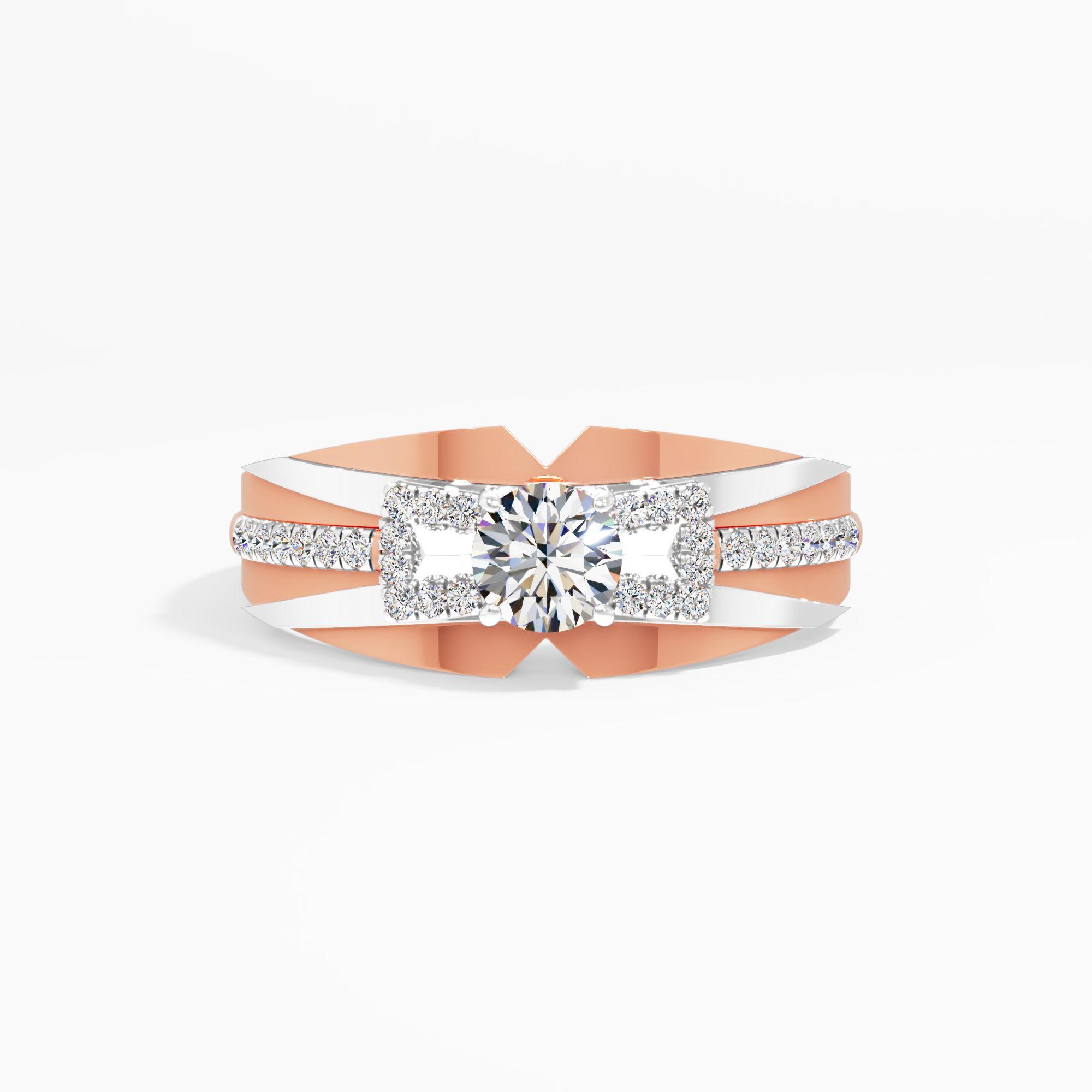 Sovereign Ribbon Diamond Ring in 9KT Rose Gold & White Gold (Diamond Quality: FG-VVS VS)