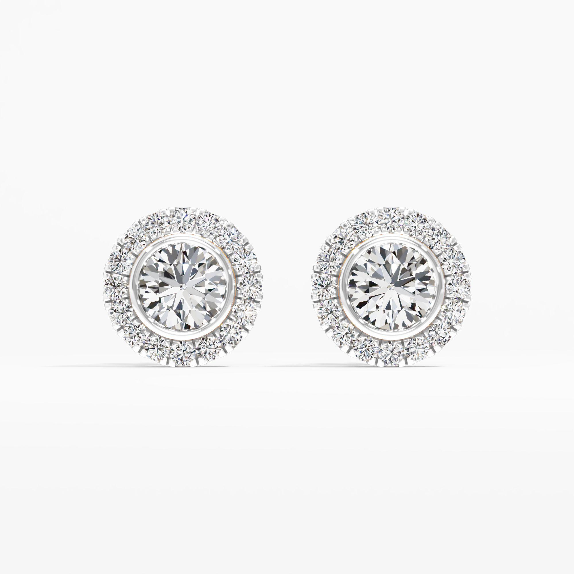 Iris Crest Solitaire Stud Halo Earring 9k Yellow Gold Round 0.67ct in 9KT Yellow Gold (Diamond Quality: FG-VVS VS)