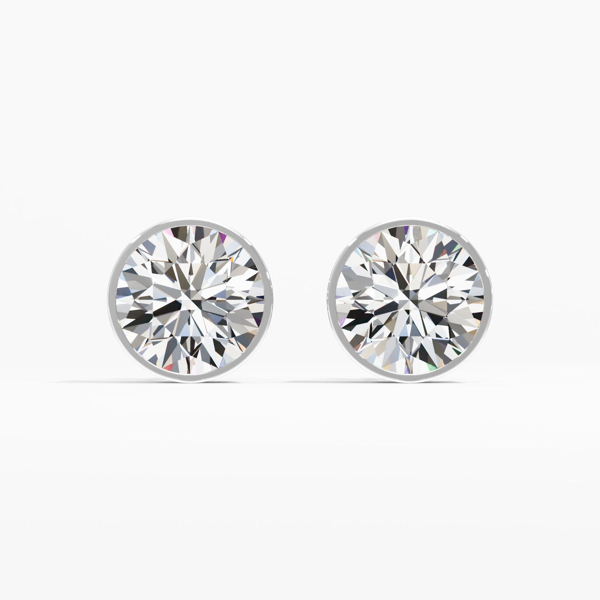 Clara Kiss Solitaire Stud Thin Bezel Set Earring 9k Yellow Gold Round 0.50ct in 9KT Yellow Gold (Diamond Quality: FG-VVS VS)