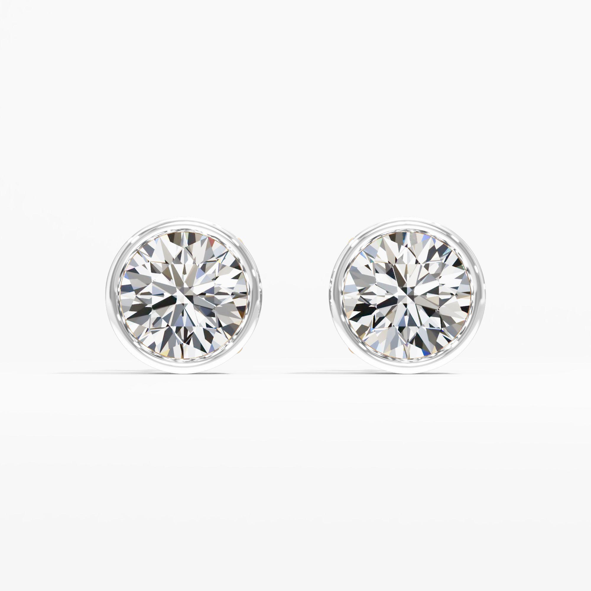 Rose Vale Solitaire Stud Bezel Set Earring 9k Yellow Gold Round 0.50ct in 9KT Yellow Gold (Diamond Quality: FG-VVS VS)