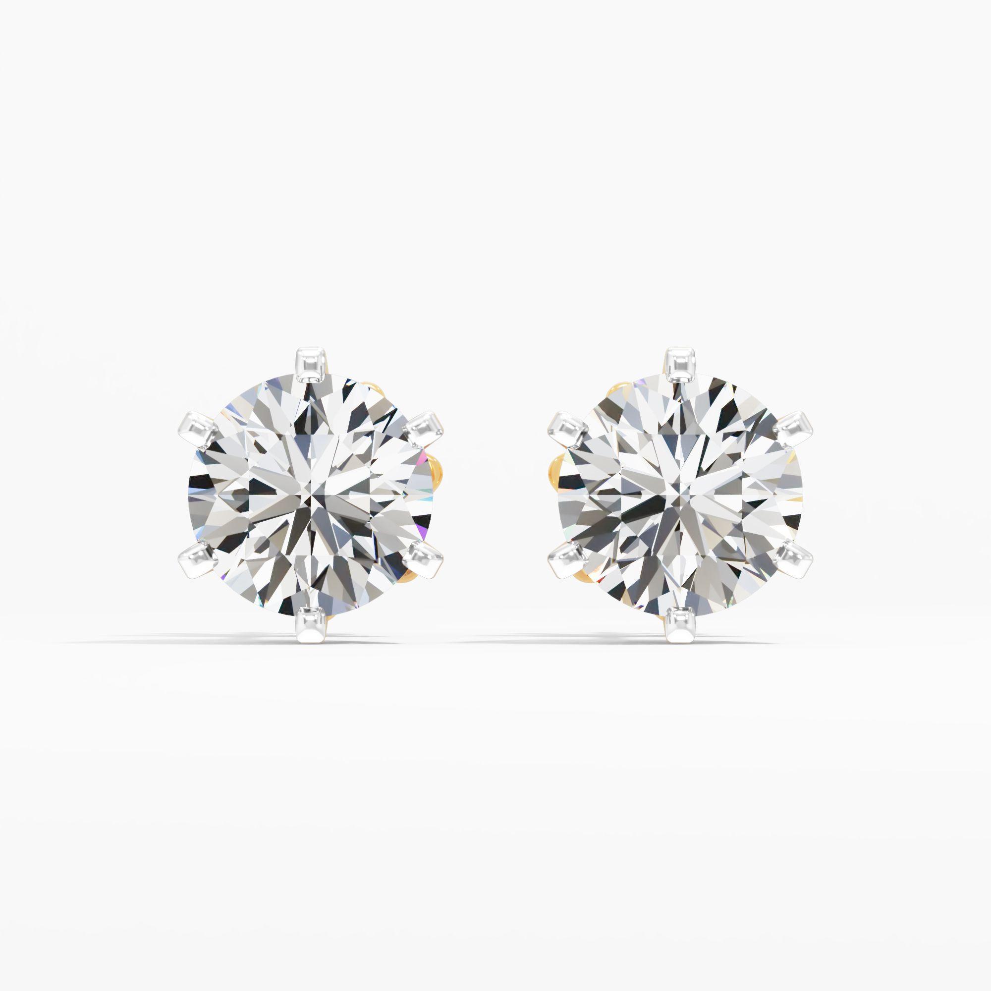 Ava Flare Solitaire Stud 6 Prong Setting Earring 9k Yellow Gold Round 0.50ct in 9KT Yellow Gold (Diamond Quality: FG-VVS VS)