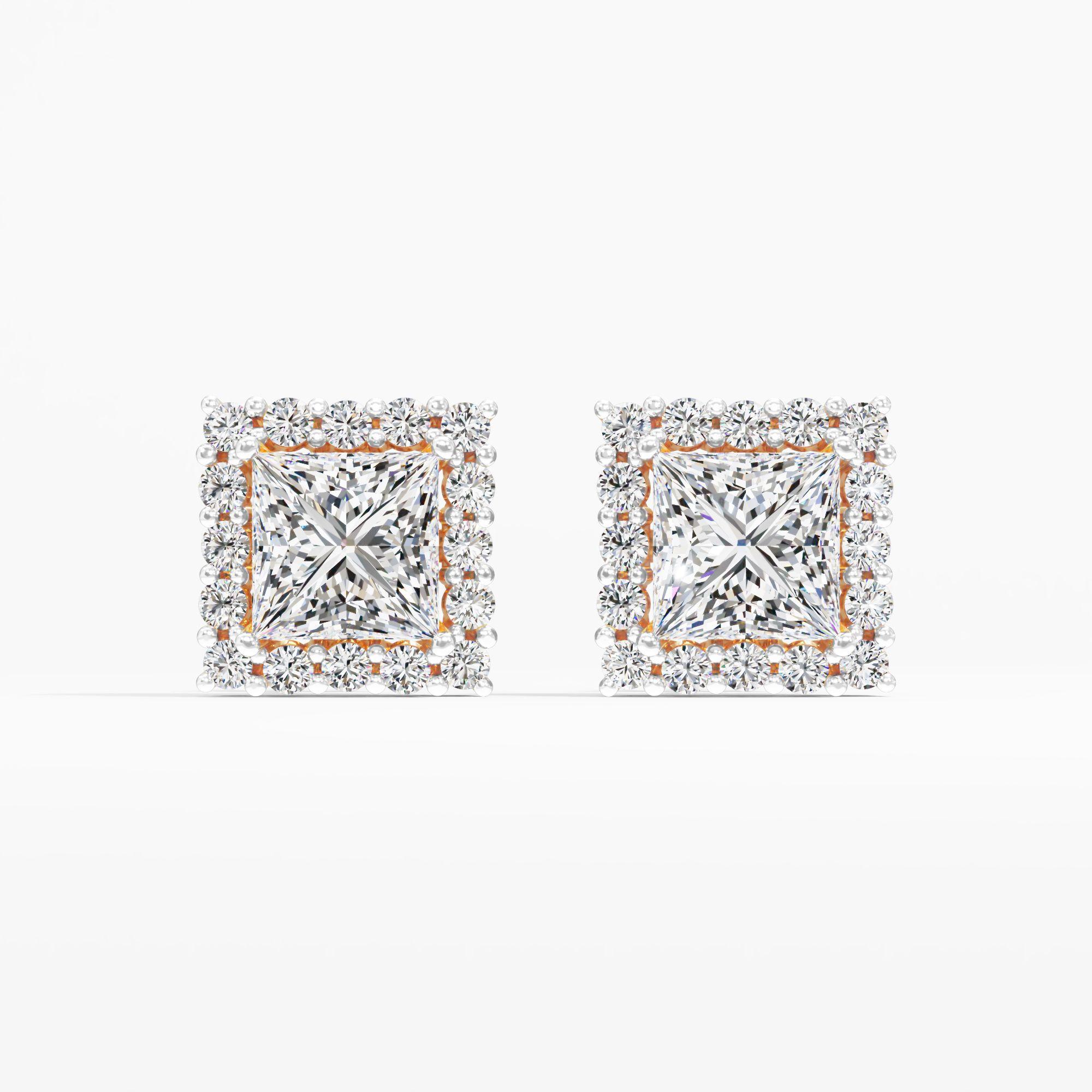 Ivy Trace Solitaire Stud Earring 9k Yellow Gold Princess 0.66ct in 9KT Yellow Gold (Diamond Quality: FG-VVS VS)