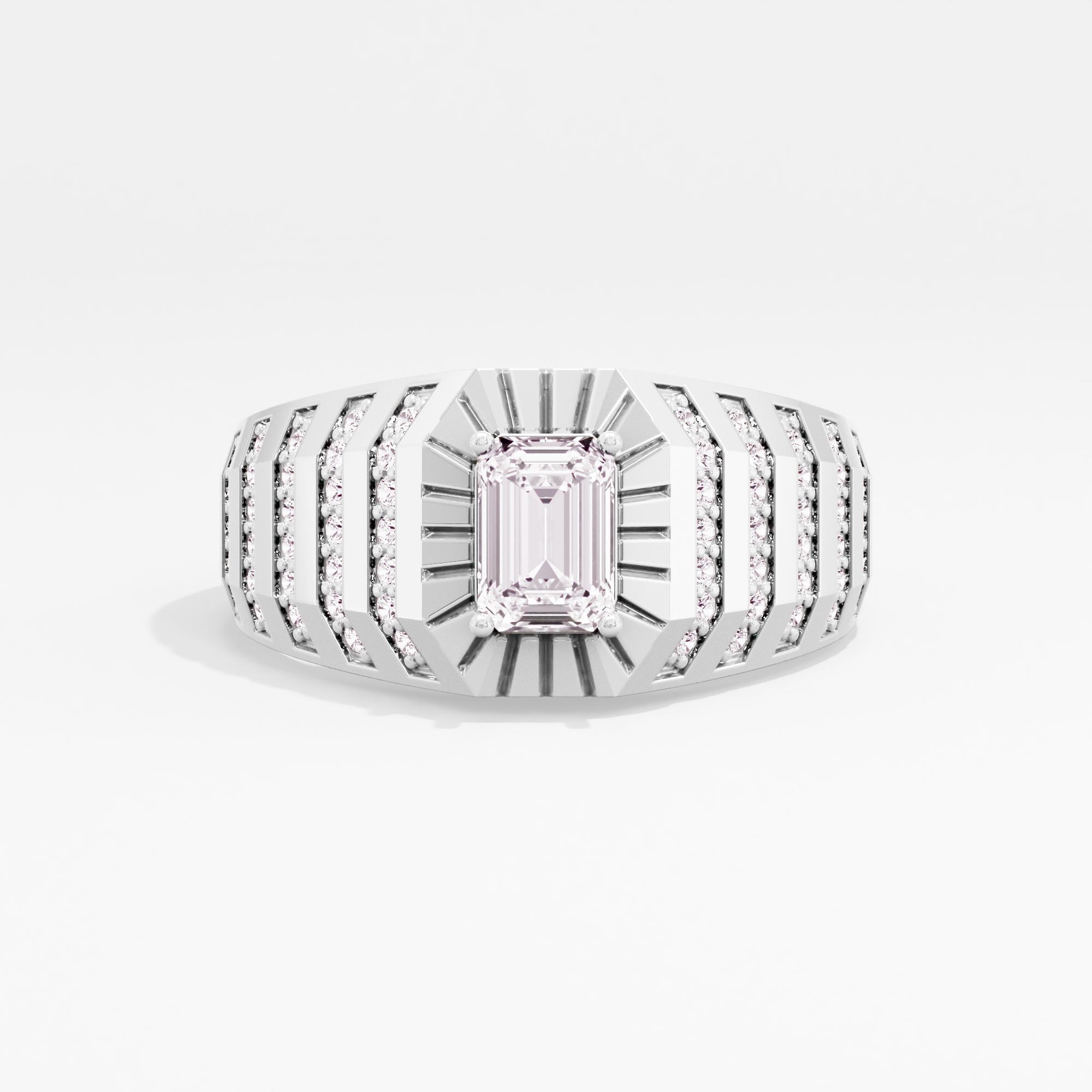 Imperial Forge Solitaire Mens Ring in 14KT White Gold (Diamond Quality: FG-VVS VS)