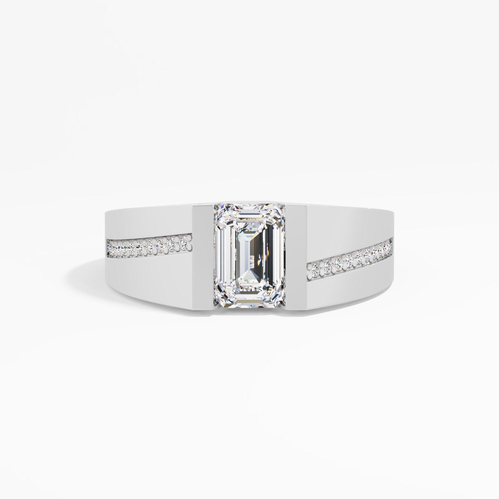 Cobalt Crown Solitaire Mens Ring in 14KT White Gold (Diamond Quality: FG-VVS VS)