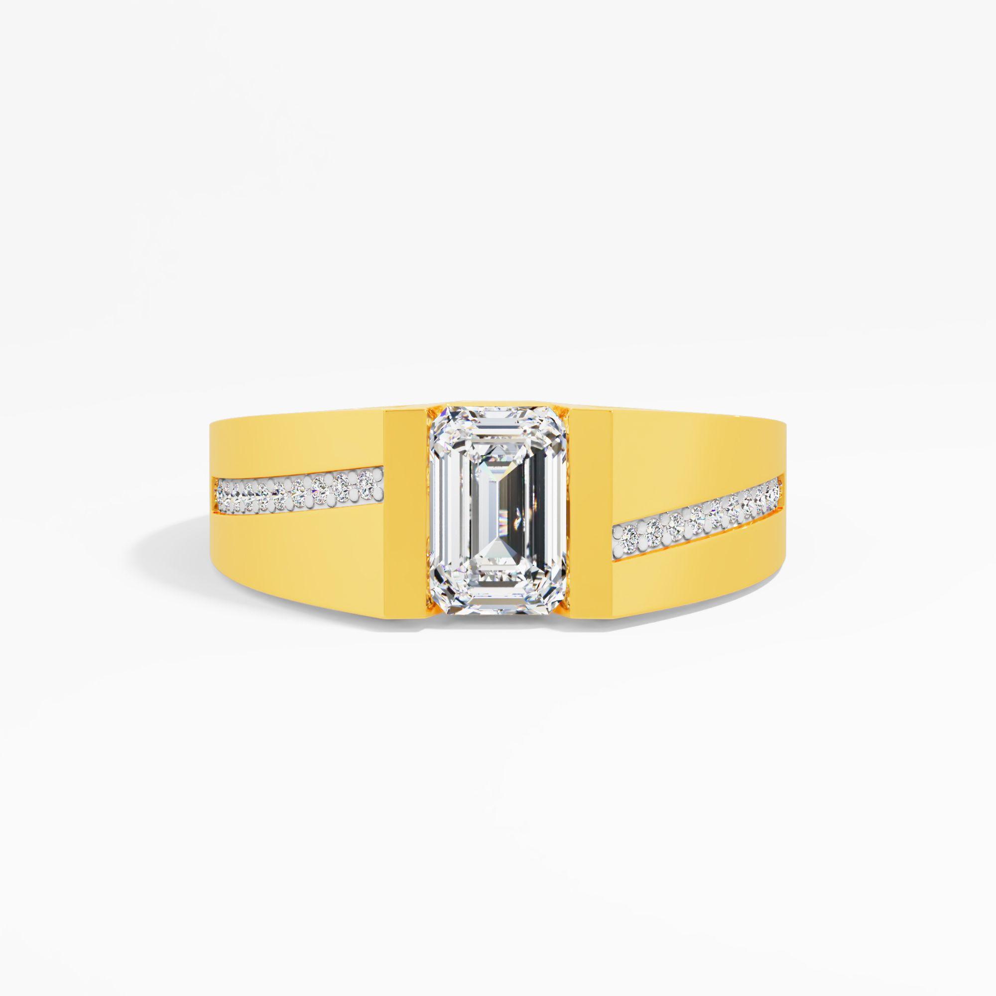 Cobalt Crown Solitaire Mens Ring in 9KT Yellow Gold (Diamond Quality: FG-VVS VS)