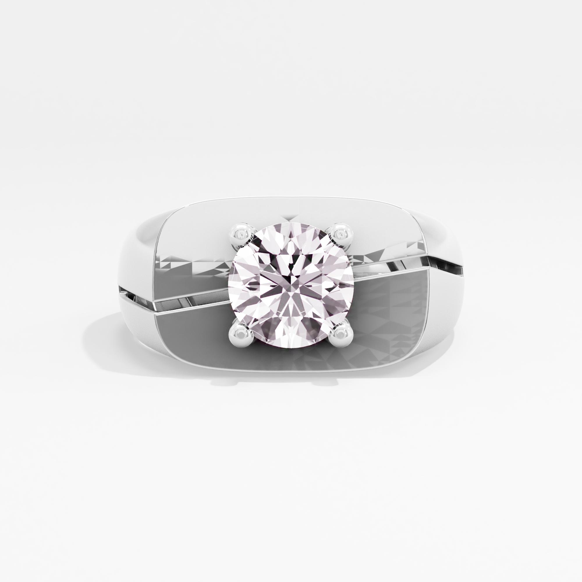 Midnight Blaze Solitaire Mens Ring in 14KT White Gold (Diamond Quality: FG-VVS VS)