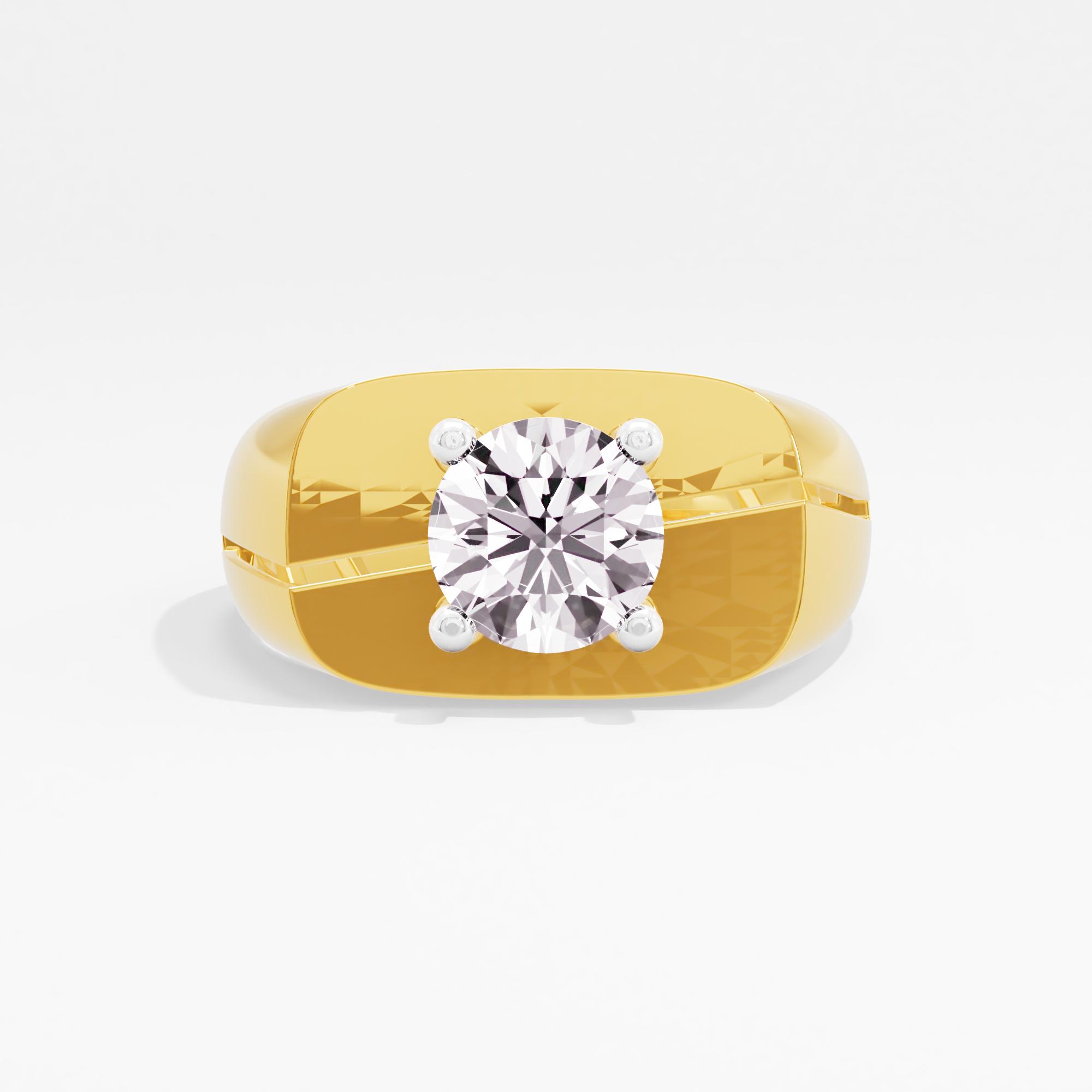 Midnight Blaze Solitaire Mens Ring 9k Yellow Gold Round 2ct in 9KT Yellow Gold (Diamond Quality: FG-VVS VS)