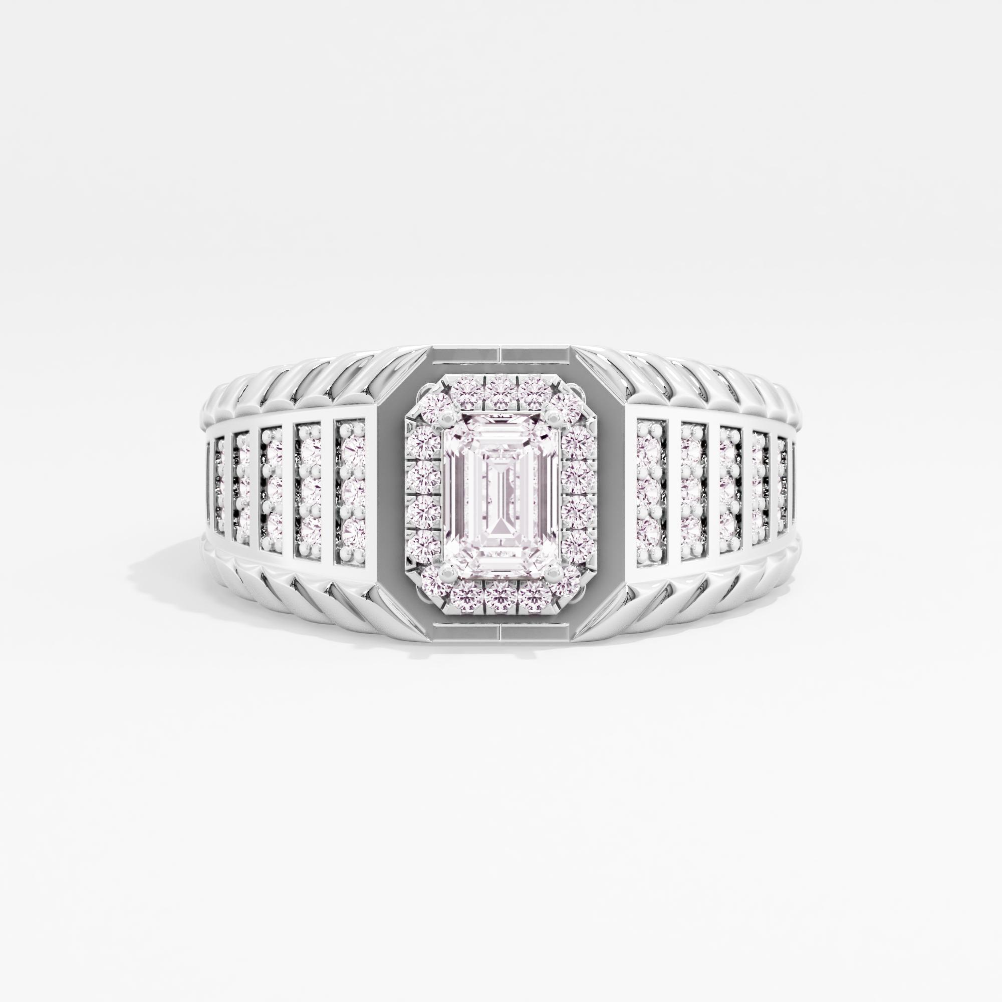 Mystic Iron Halo Mens Ring in 14KT White Gold (Diamond Quality: FG-VVS VS)