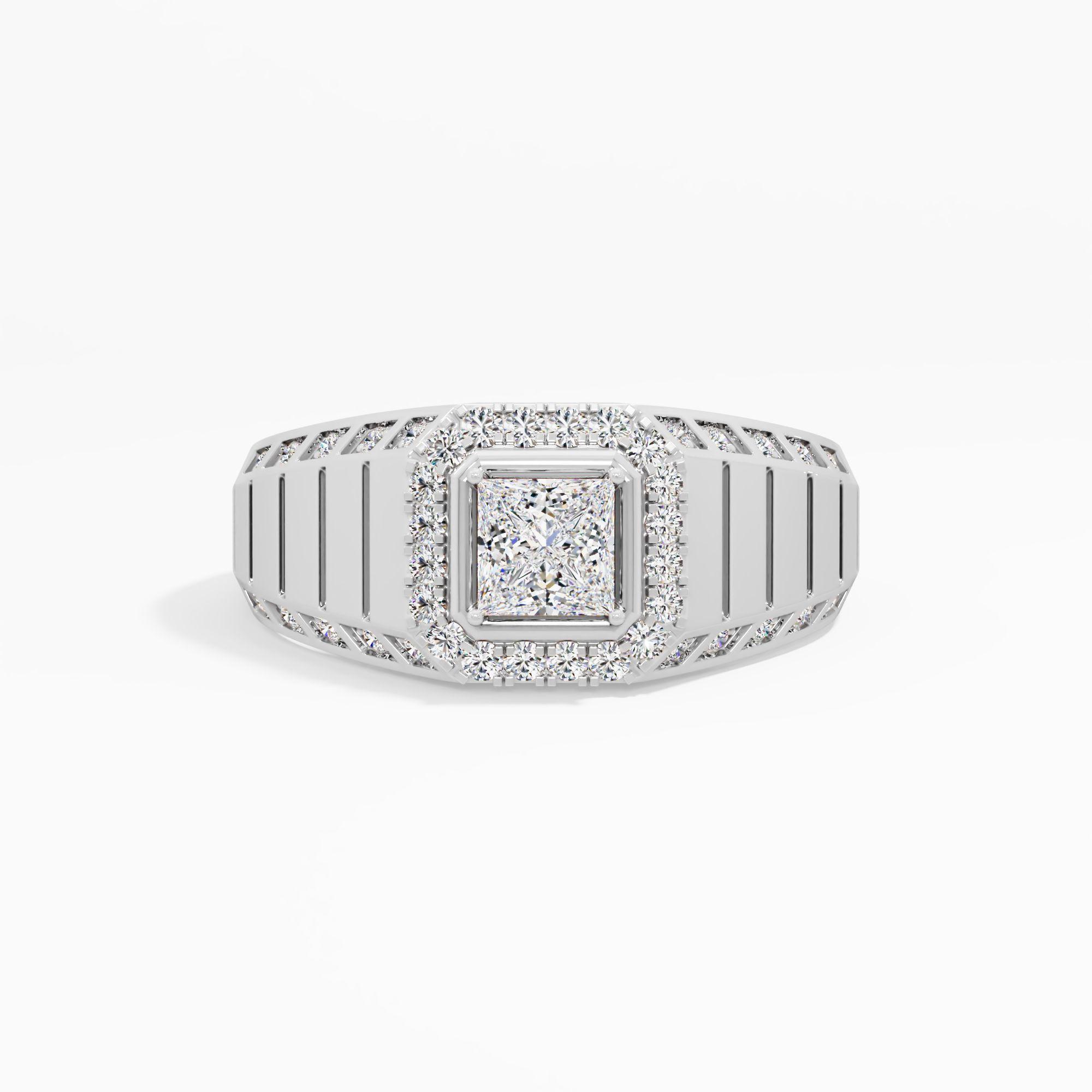 Strateline Quadro Halo Ring in 14KT White Gold (Diamond Quality: FG-VVS VS)