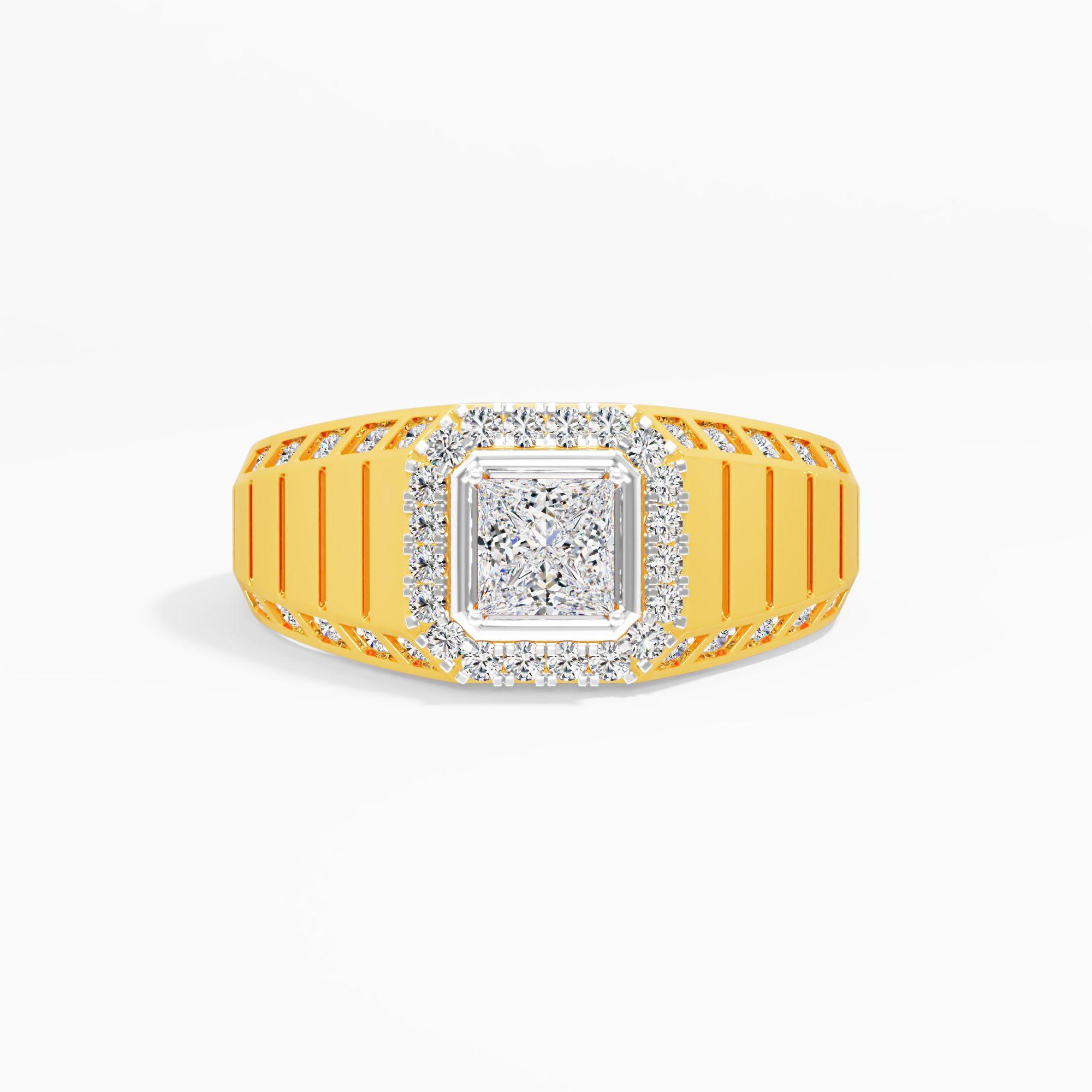 Strateline Quadro Halo Ring in 9KT Yellow Gold (Diamond Quality: FG-VVS VS)