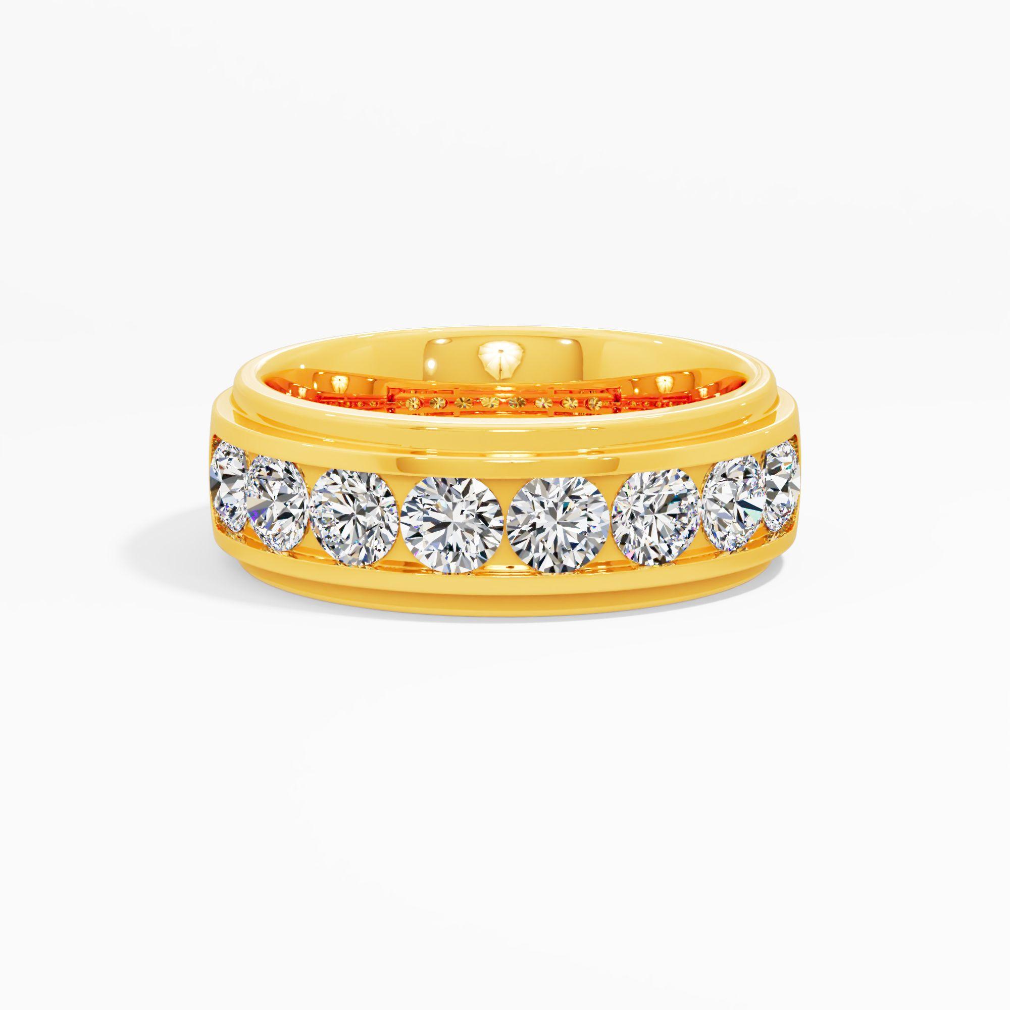 Orion Channel Eternity Band in 14KT Yellow Gold (Diamond Quality: FG-VVS VS)