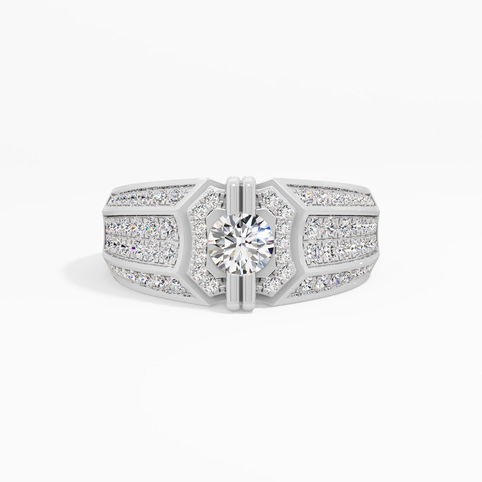 Vertex Lattice Diamond Ring in 14KT White Gold (Diamond Quality: FG-VVS VS)