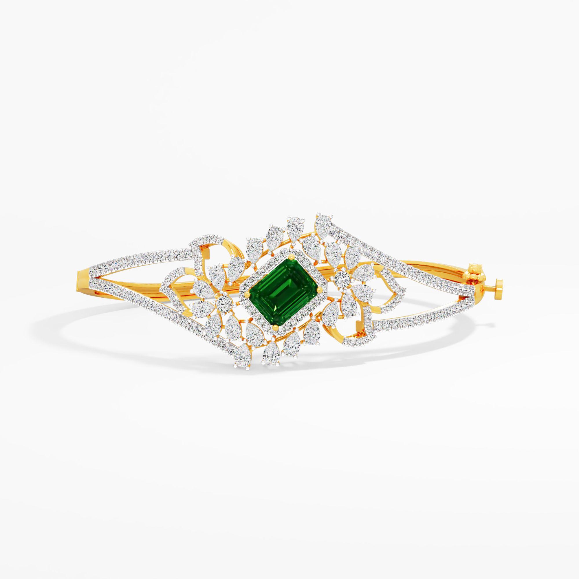 Aaryaa Vintage Crown Bracelet in 9KT Yellow Gold (Diamond Quality: FG-VVS VS)
