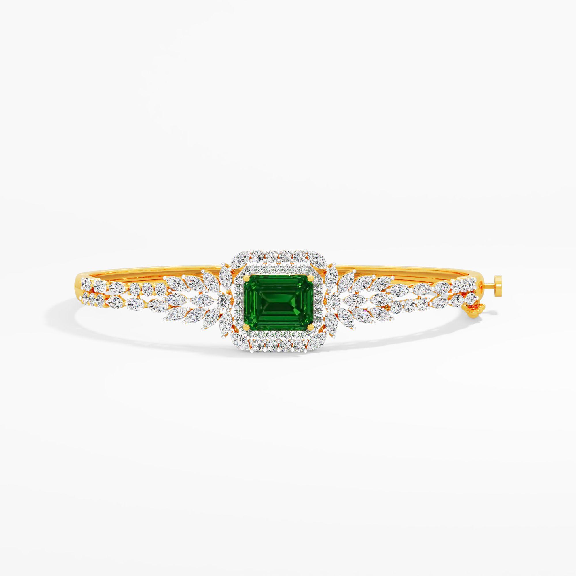 Elara Fern Curve Bracelet in 9KT Yellow Gold (Diamond Quality: FG-VVS VS)