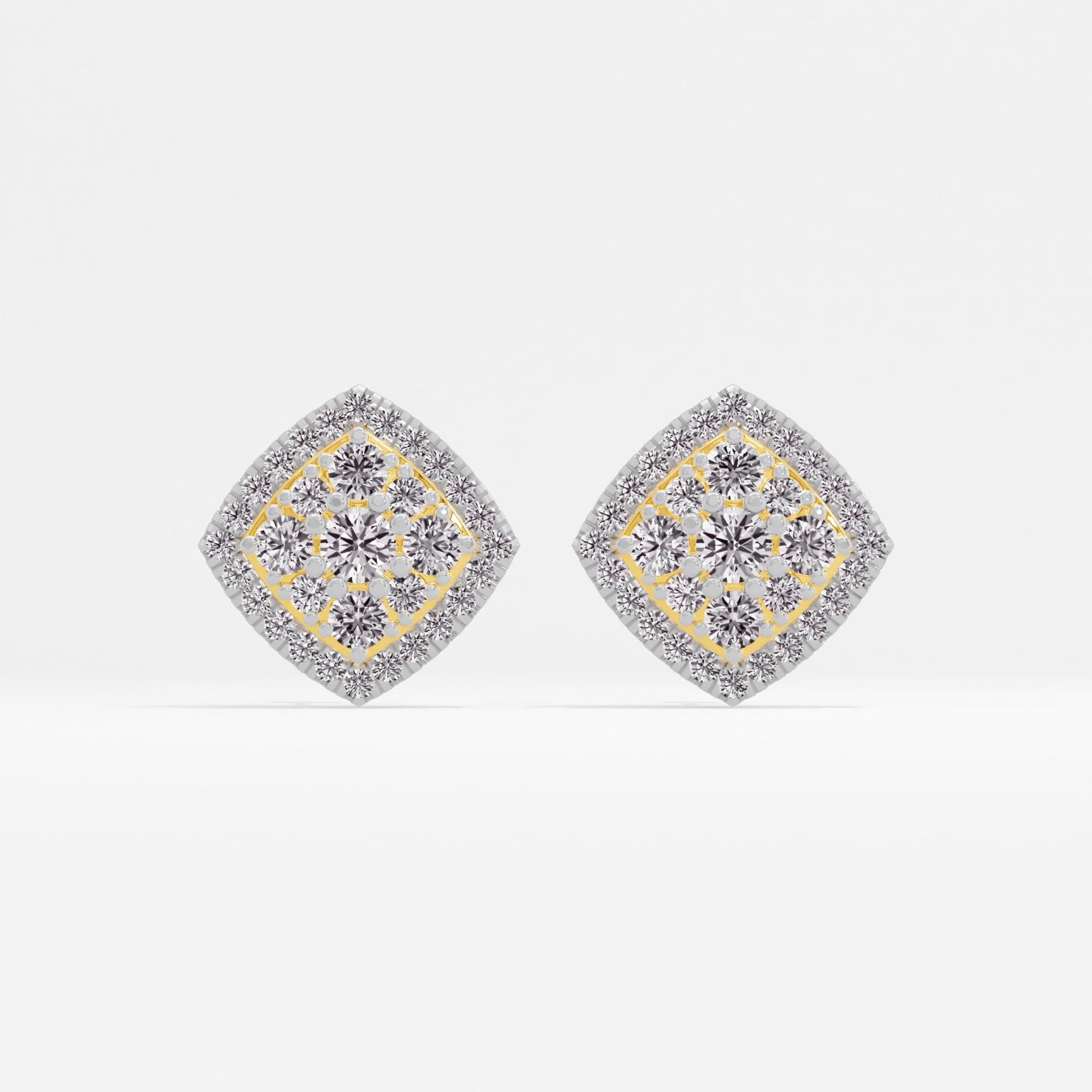 Agnes Flash Cluster Halo Stud Earrings in 9KT Yellow Gold (Diamond Quality: FG-VVS VS)