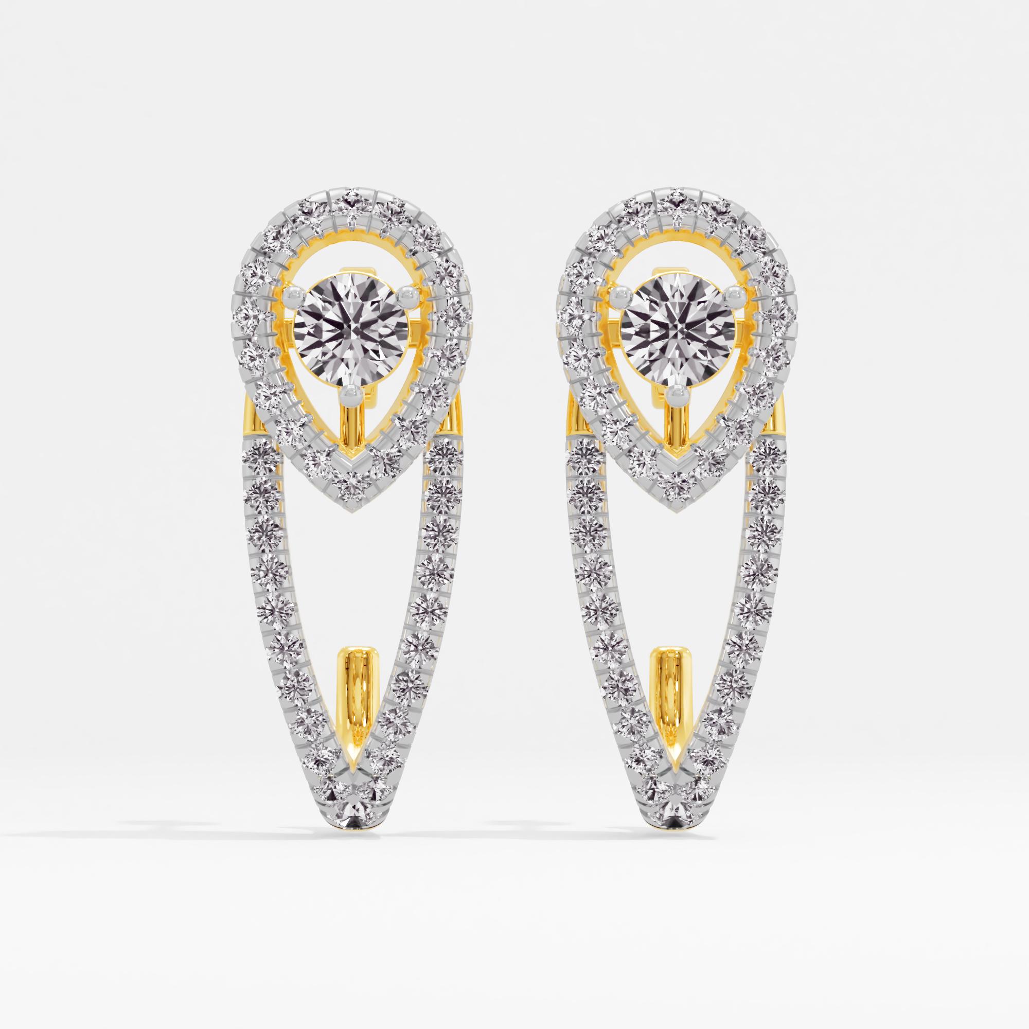 Flawless Wonder Halo J Hoop Earrings in 9KT Yellow Gold (Diamond Quality: FG-VVS VS)