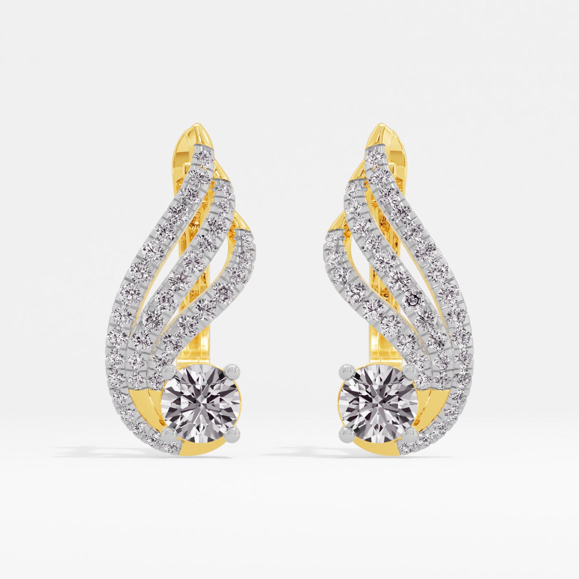Mystic Wings Solitaire Huggie Earrings in 9KT Yellow Gold (Diamond Quality: FG-VVS VS)