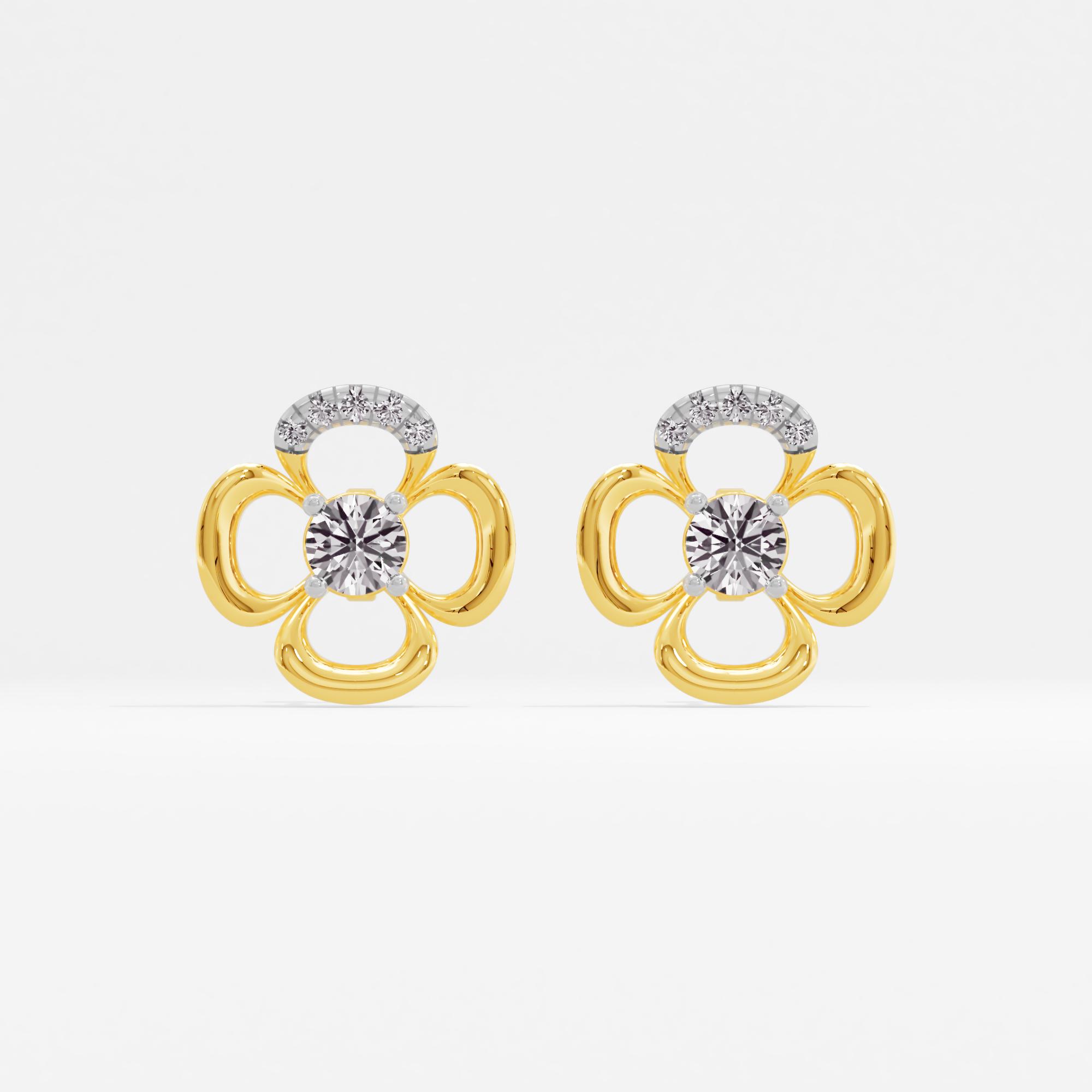 Lucky Clover Solitaire Stud Earrings in 9KT Yellow Gold (Diamond Quality: FG-VVS VS)