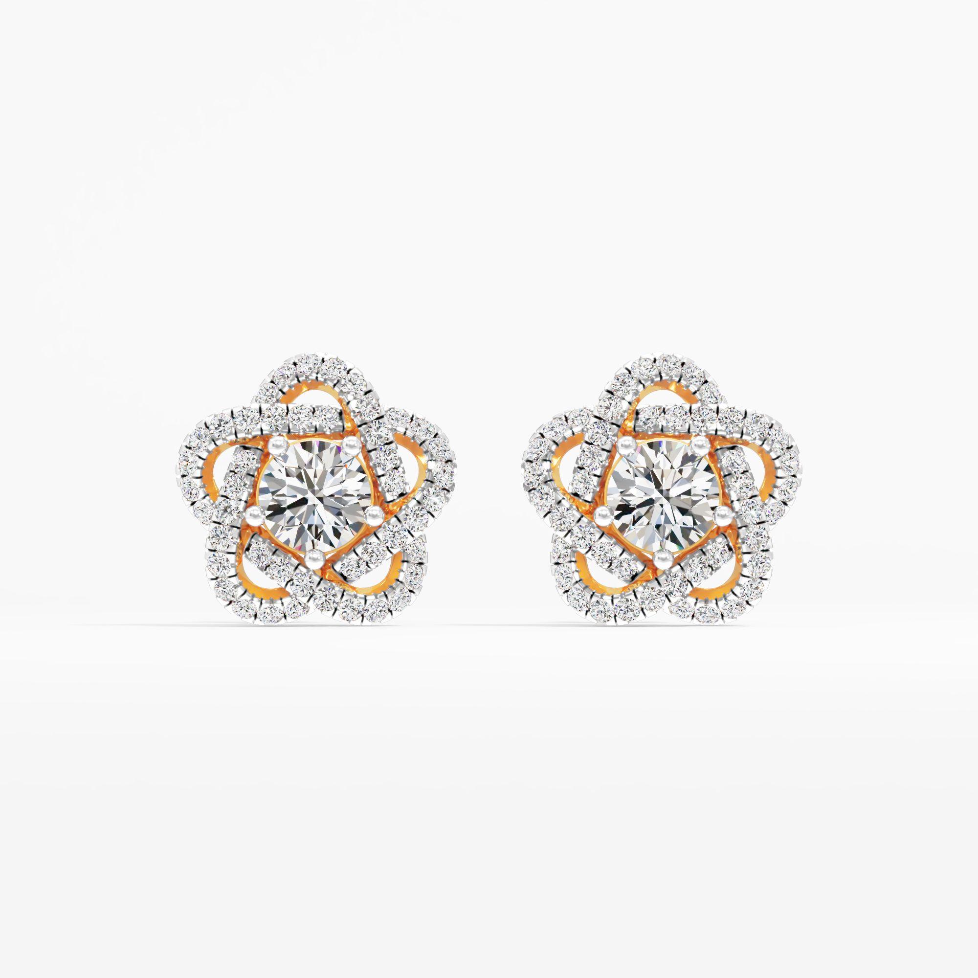 Flora Luxe Vision Solitaire Stud Earrings in 9KT Yellow Gold (Diamond Quality: FG-VVS VS)
