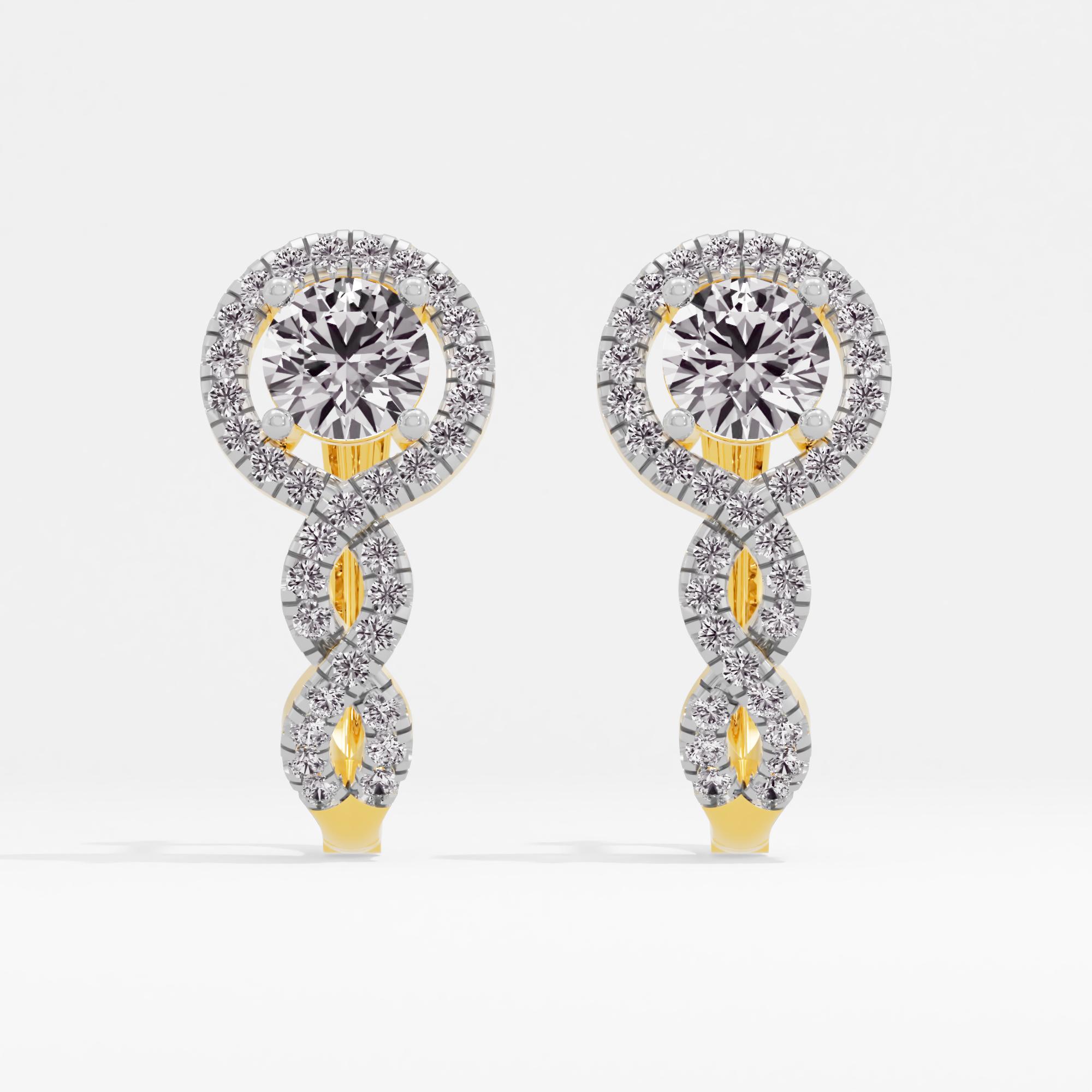 Blinging Blossom Solitaire Huggie Earrings in 9KT Yellow Gold (Diamond Quality: FG-VVS VS)