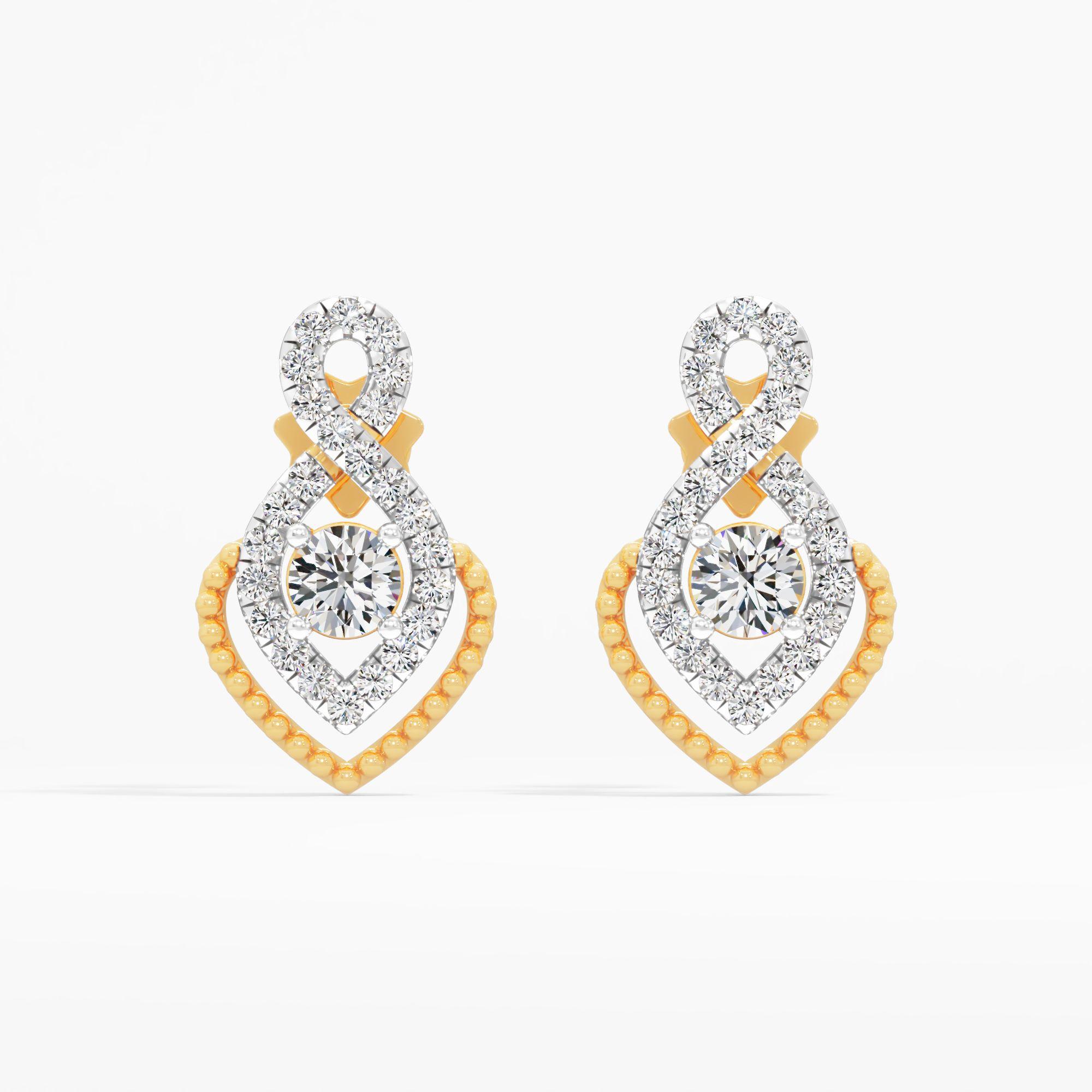 Infinity Heart Drop Earrings in 9KT Yellow Gold (Diamond Quality: FG-VVS VS)