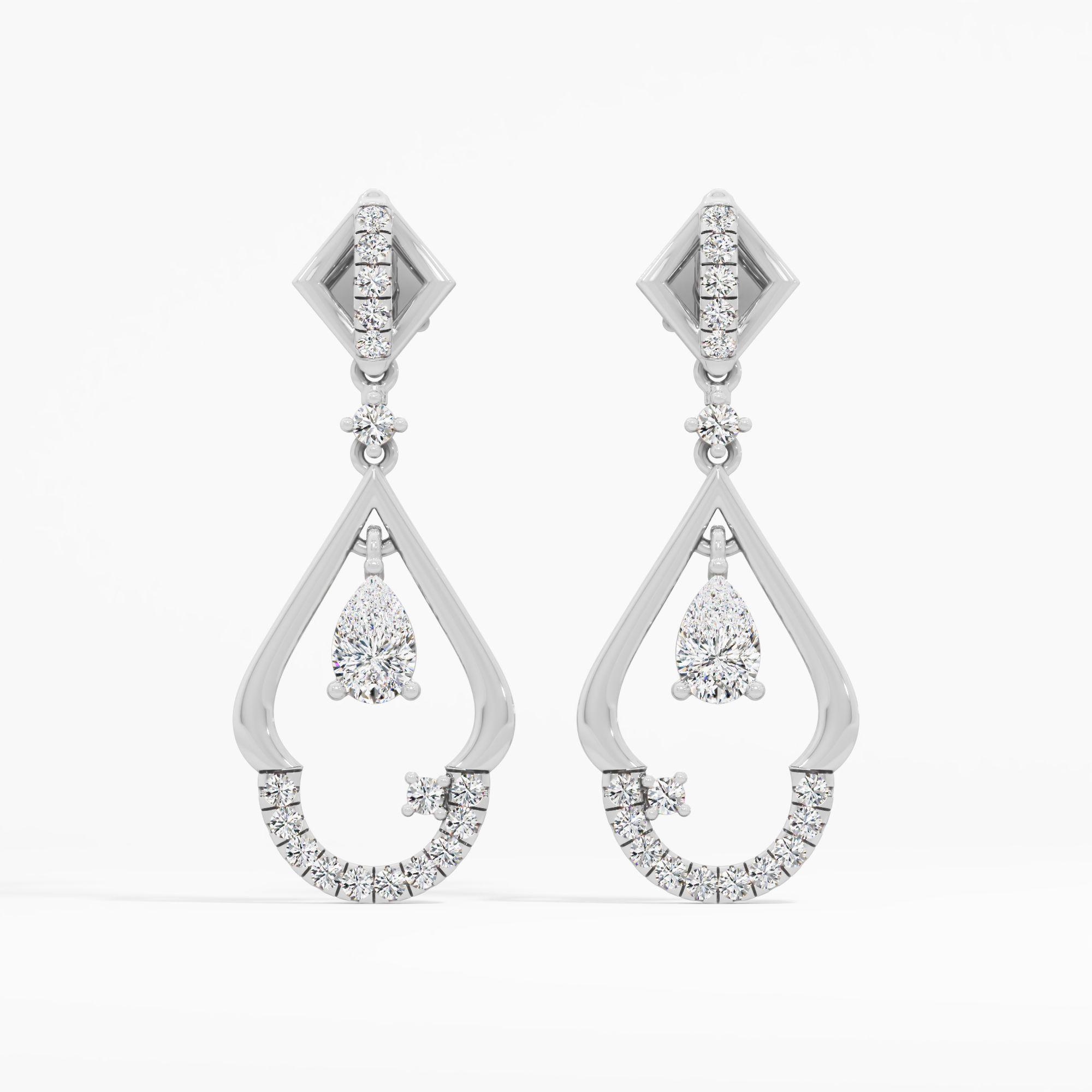 Dewdrop Swing Dangle Earrings in 9KT White Gold (Diamond Quality: FG-VVS VS)