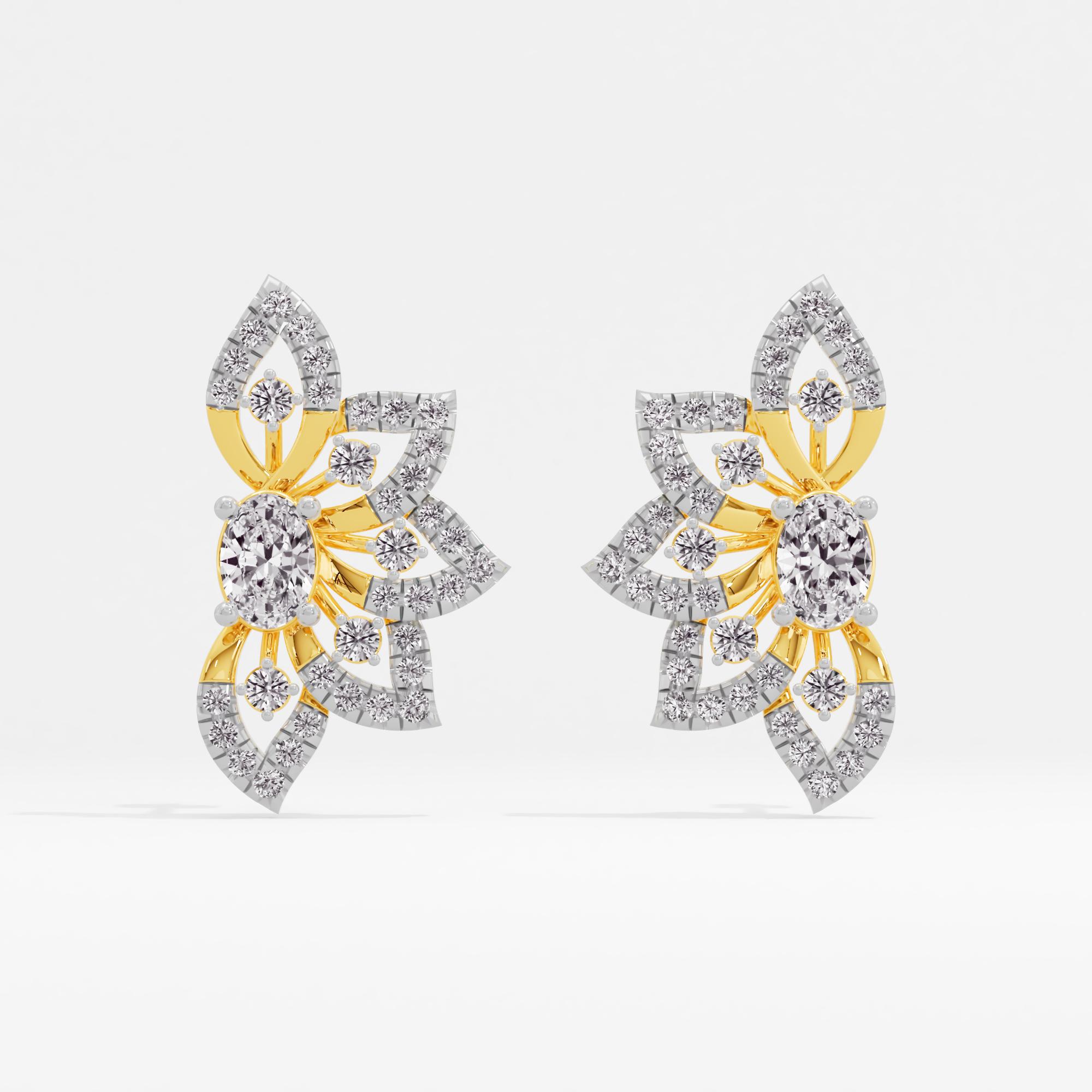 Angelic Flower Solitaire Stud Earrings in 9KT Yellow Gold (Diamond Quality: FG-VVS VS)