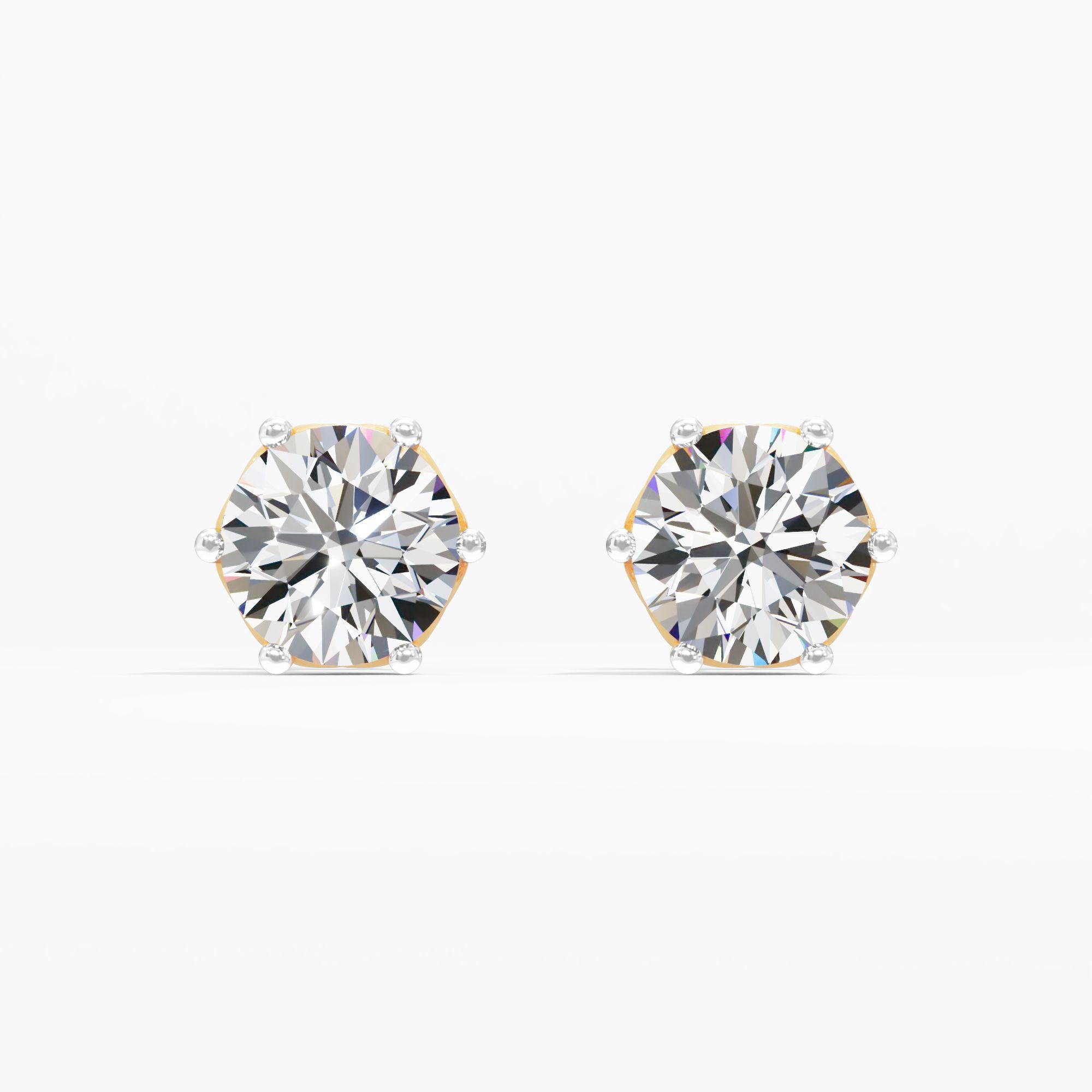Cordelia's Bouquet Solitaire Stud Earrings in 9KT Yellow Gold (Diamond Quality: EF-VVS VS)