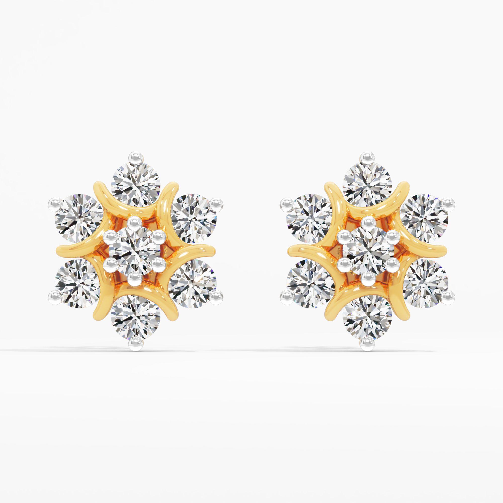 Luna's Touch Cluster Stud Earrings in 9KT Yellow Gold (Diamond Quality: FG-VVS VS)