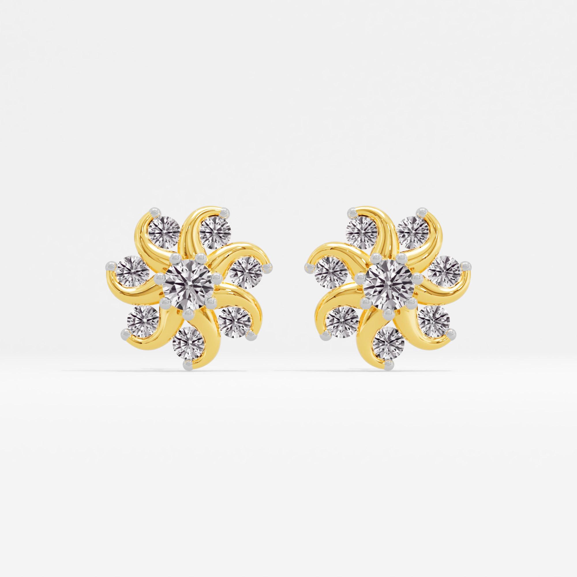 Solar Swirl Cluster Stud Earrings in 9KT Yellow Gold (Diamond Quality: FG-VVS VS)