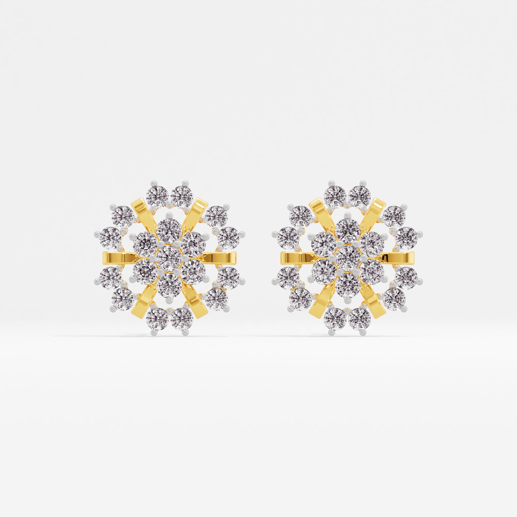 Starstruck Glimmer 7 Stone Cluster Stud Earrings in 9KT Yellow Gold (Diamond Quality: EF-VVS VS)