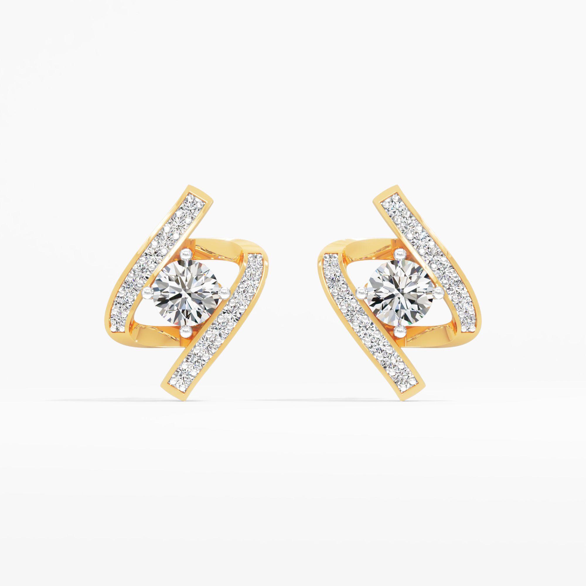 Streamline Solitaire Stud Earrings in 9KT Yellow Gold (Diamond Quality: FG-VVS VS)