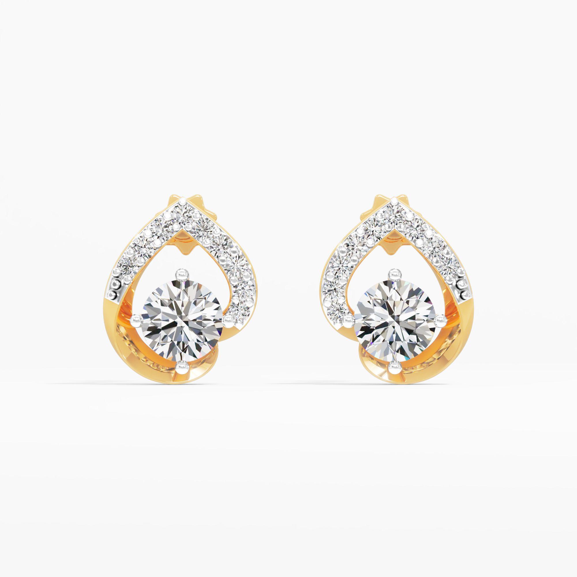 Sparkling Teardrop Stud Earrings in 9KT Yellow Gold (Diamond Quality: EF-VVS VS)