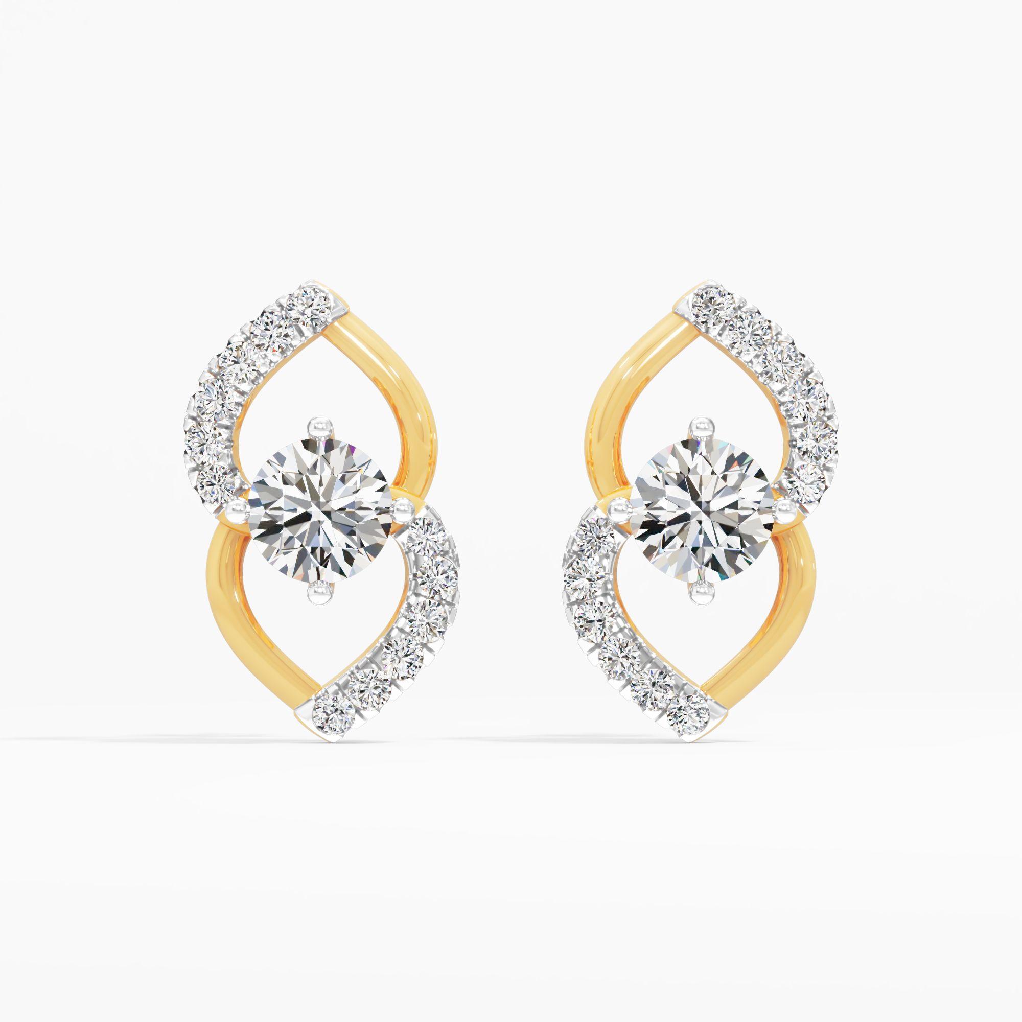 Twined Grace Diamond Stud Earrings in 9KT Yellow Gold (Diamond Quality: EF-VVS VS)