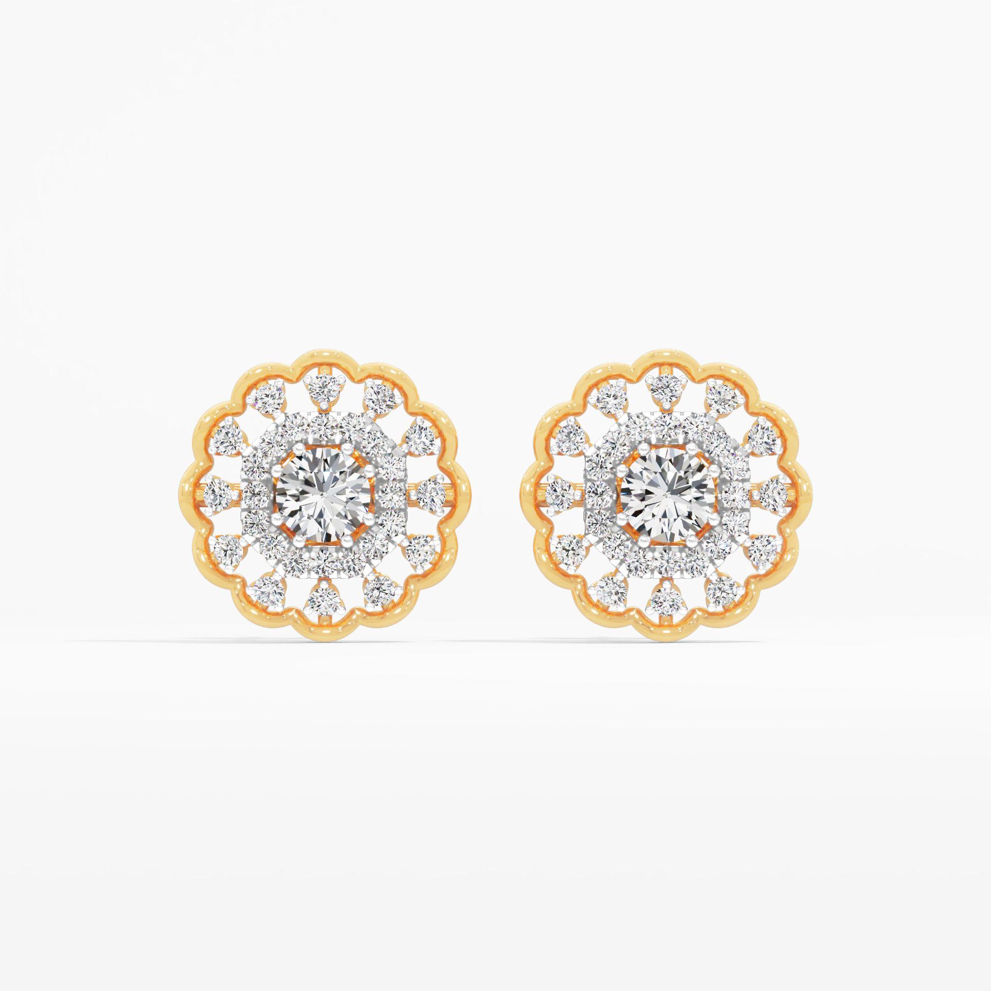 Heritage Spark Halo Stud Earrings in 9KT Yellow Gold (Diamond Quality: EF-VVS VS)