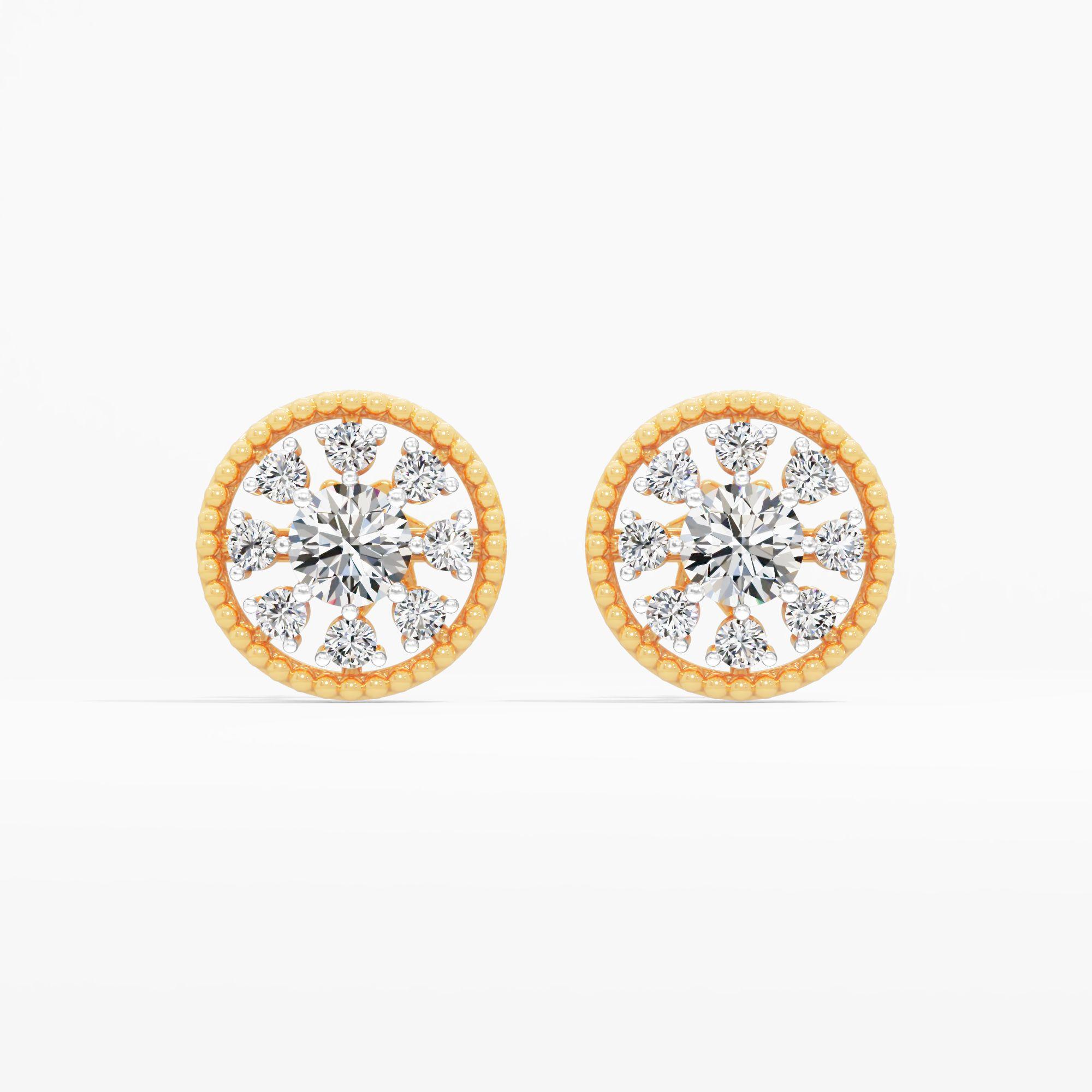 Orbital Sparkle Solitaire Stud Earrings in 9KT Yellow Gold (Diamond Quality: FG-VVS VS)