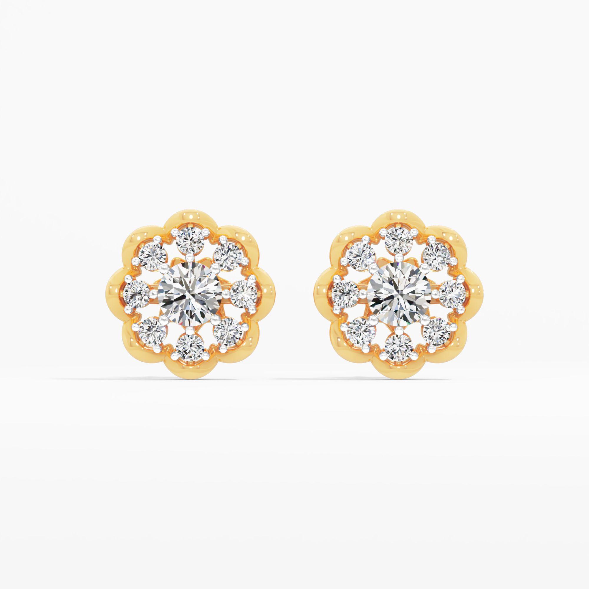 Bloominous Legacy Solitaire Stud Earrings in 9KT Yellow Gold (Diamond Quality: FG-VVS VS)