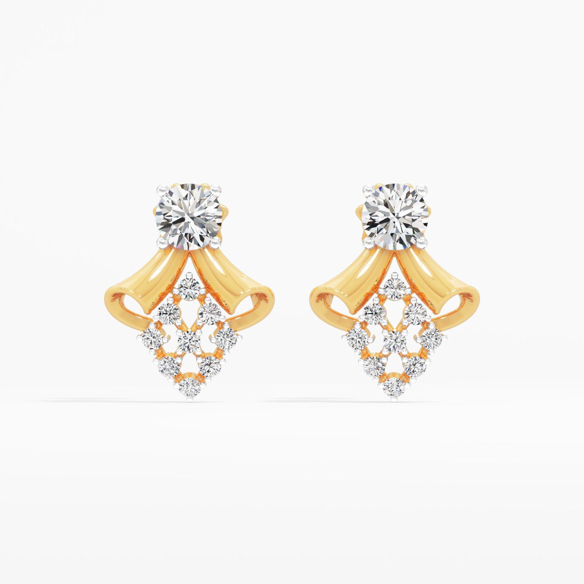 Mystic Bow Solitaire Stud Earrings in 9KT Yellow Gold (Diamond Quality: FG-VVS VS)