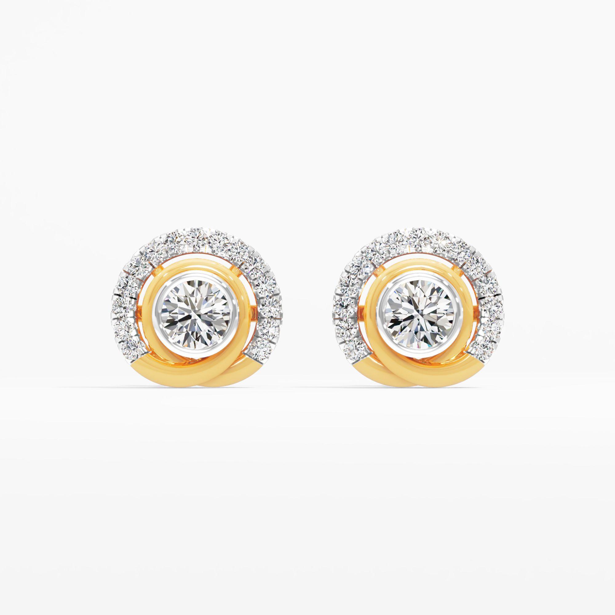 Charming Circles Solitaire Stud Earrings in 9KT Yellow Gold (Diamond Quality: FG-VVS VS)
