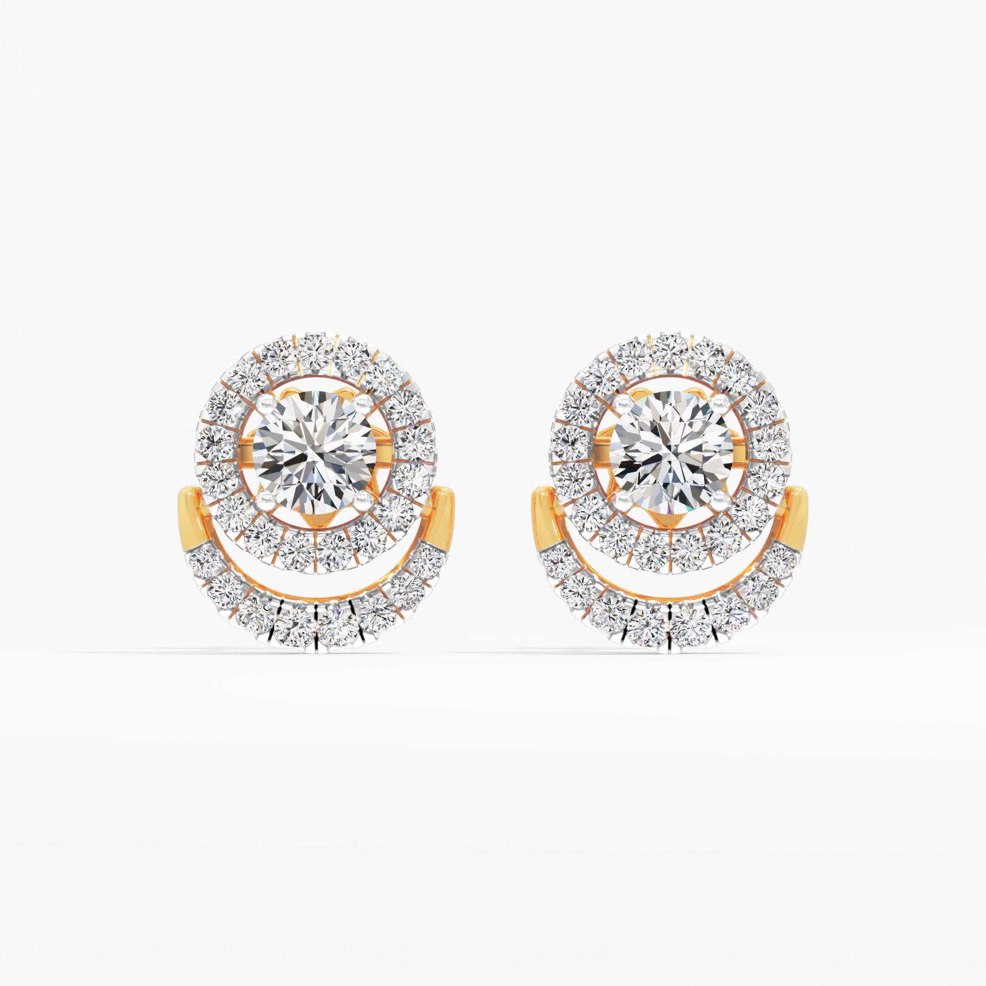 Semicirque Solitaire Stud Earrings in 9KT Yellow Gold (Diamond Quality: FG-VVS VS)