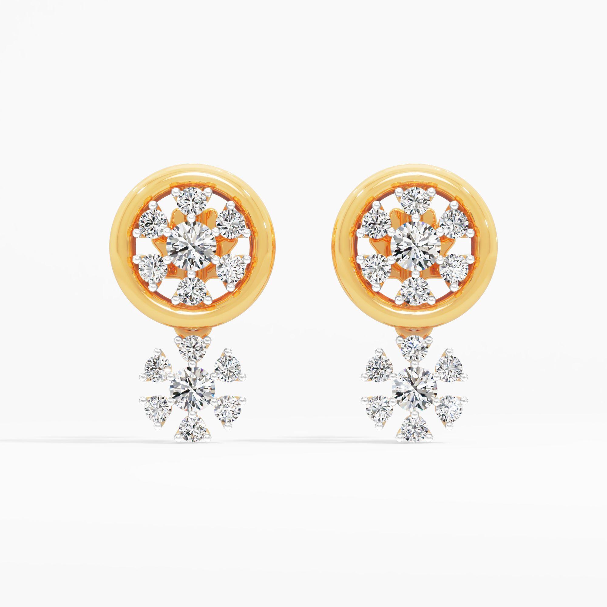 Astral Brilliance 7 Stone Stud Earrings in 9KT Yellow Gold (Diamond Quality: FG-VVS VS)