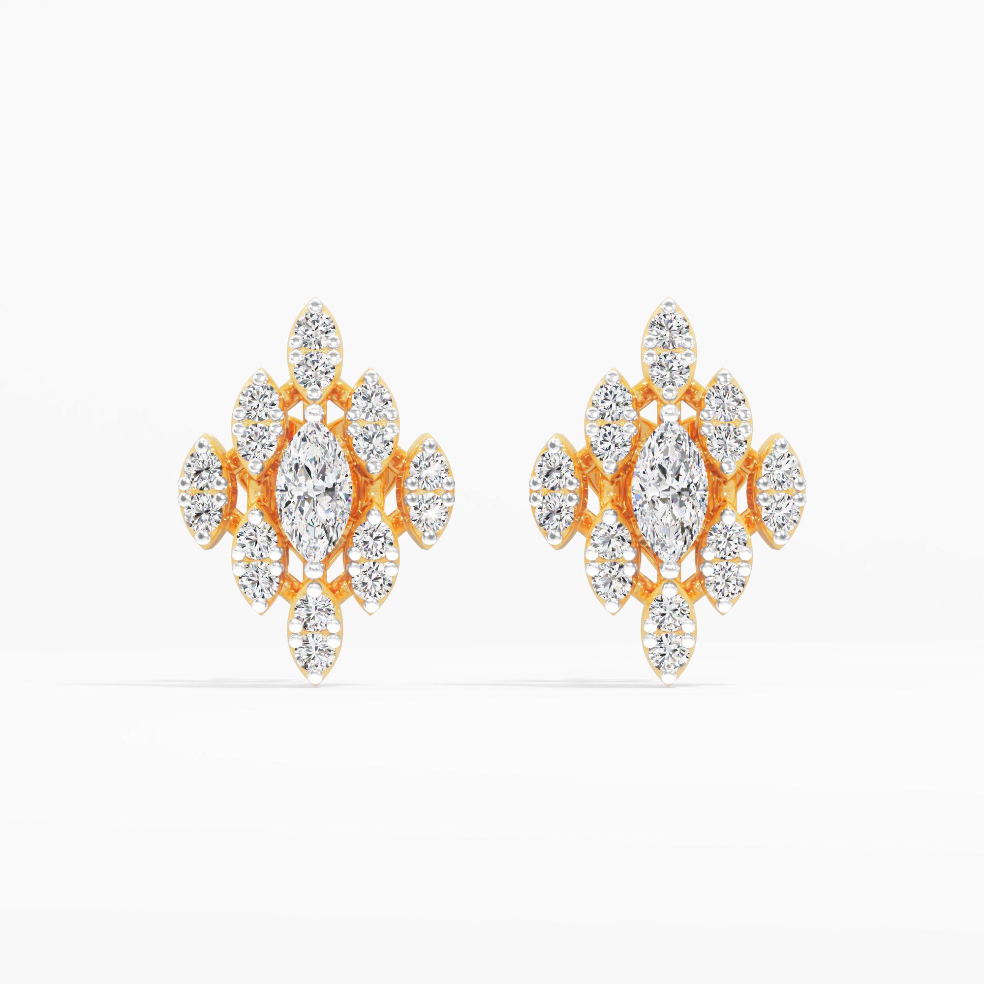 Facet Fusion Solitaire Stud Earrings in 9KT Yellow Gold (Diamond Quality: FG-VVS VS)