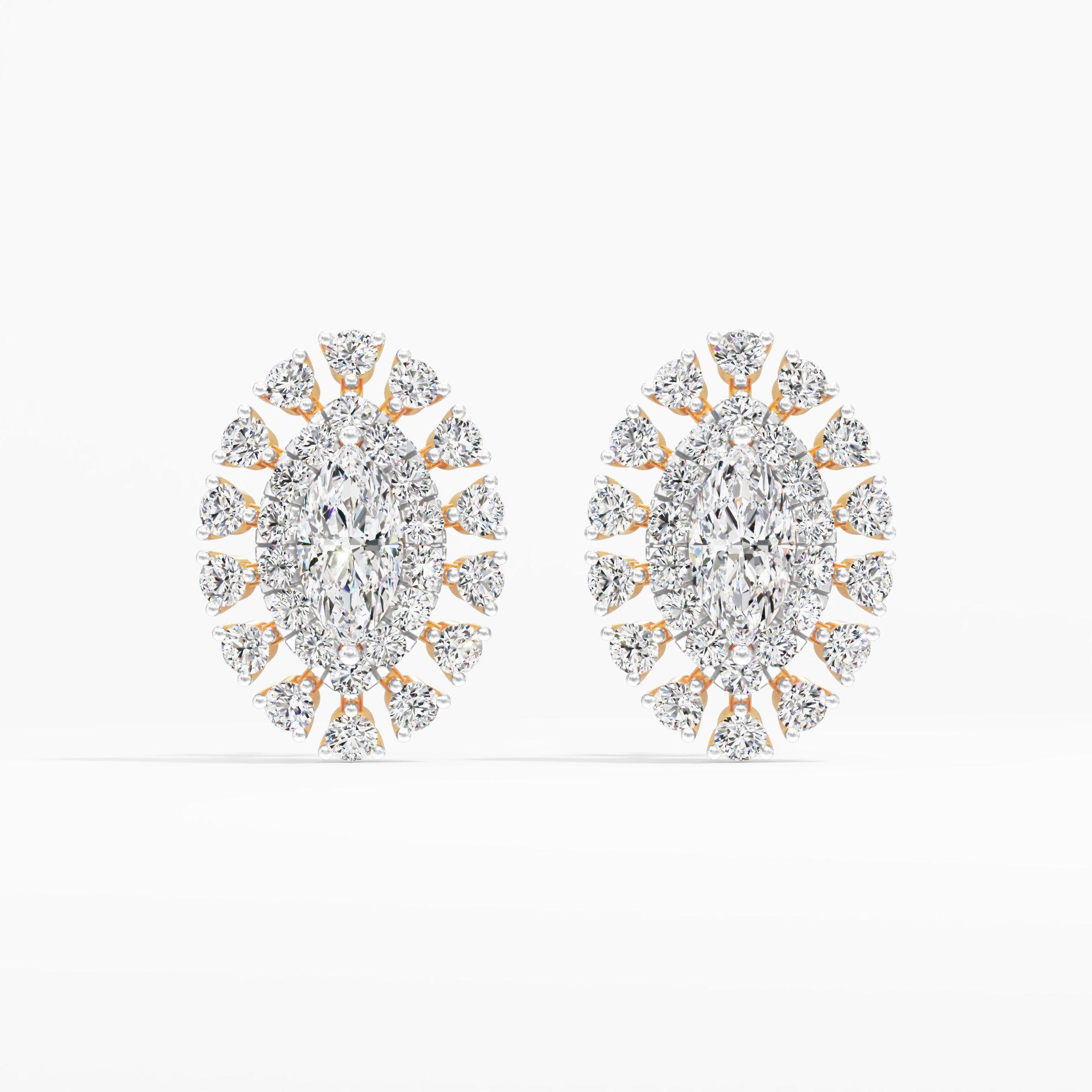 Starlight Lustre Halo Stud Earrings in 14KT Yellow Gold (Diamond Quality: EF-VVS VS)