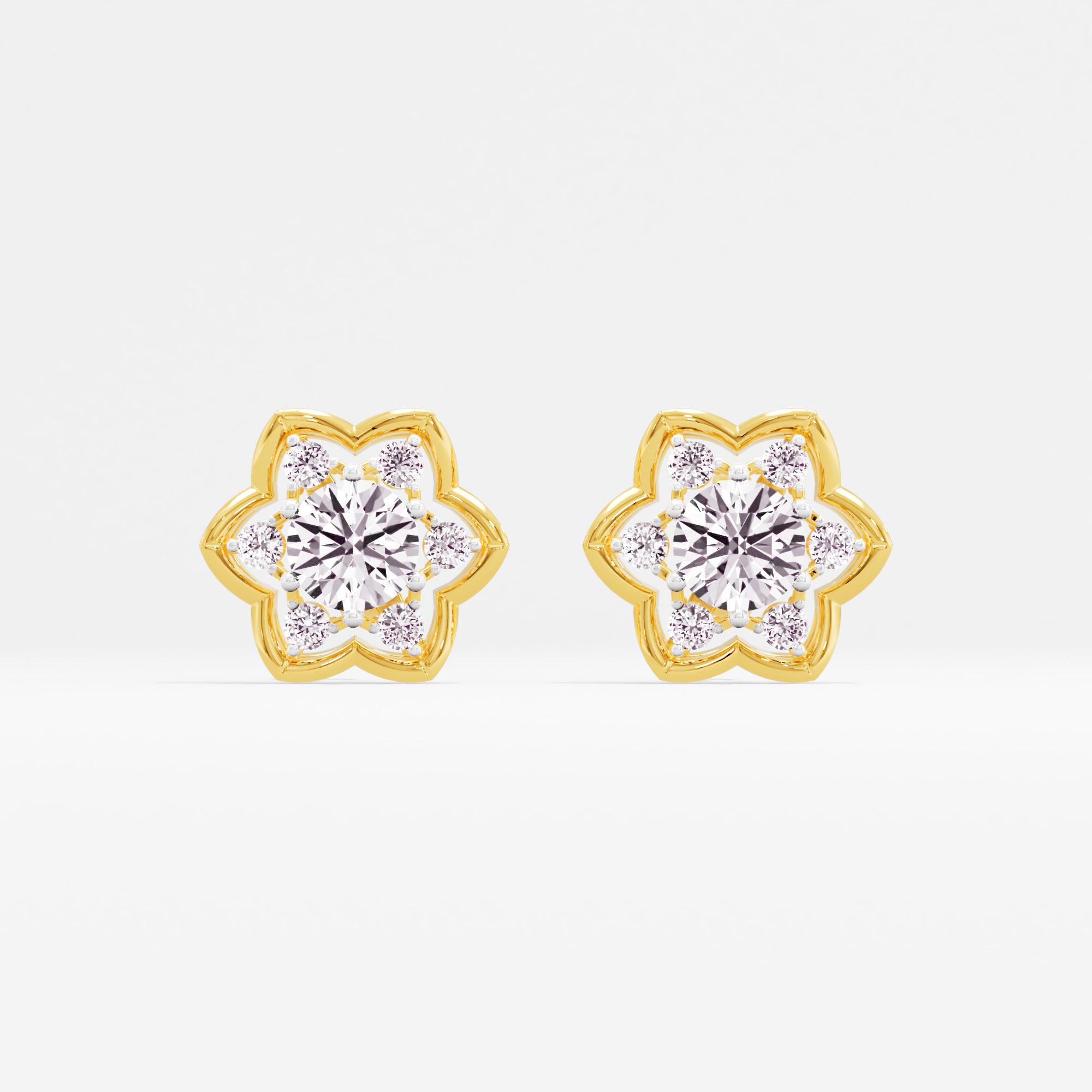 Opulent Blossom Solitaire Stud Earrings in 9KT Yellow Gold (Diamond Quality: FG-VVS VS)